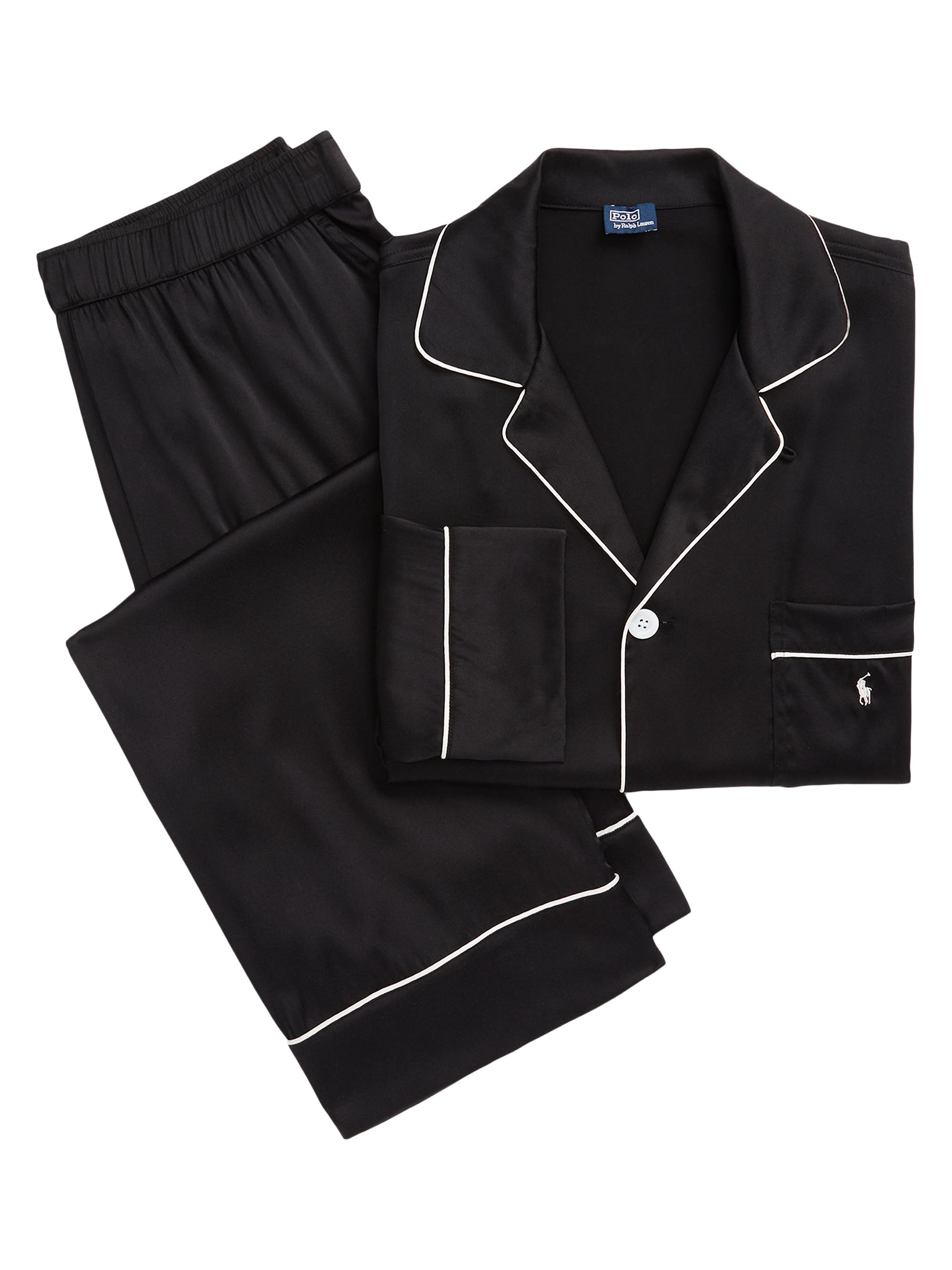 Polo Ralph Lauren Women's Heritage Long Silk-Blend Pajama Set - Onyx