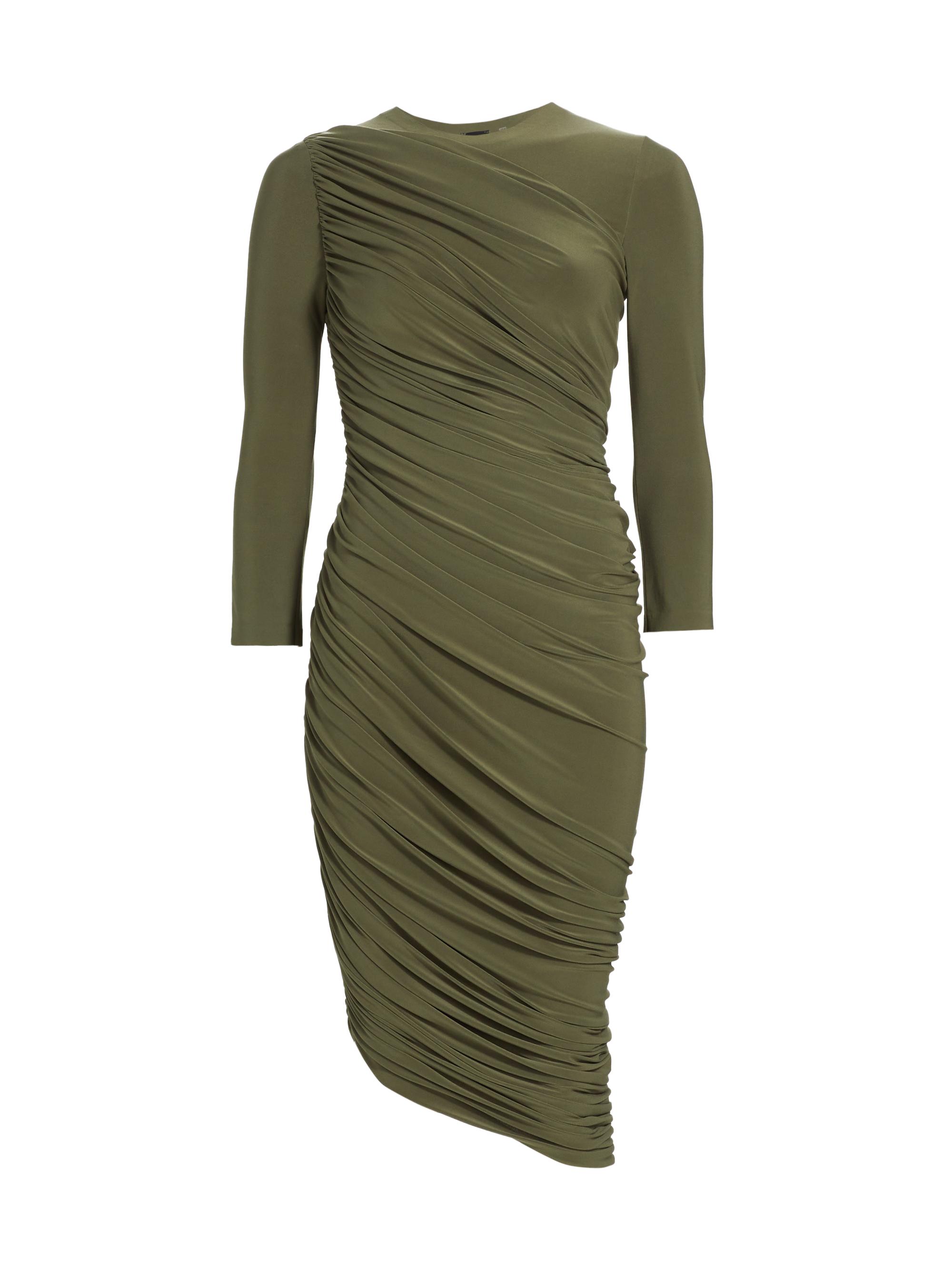 Norma Kamali Women's Diana Shirred Jersey Knee-Length Dress - Military
