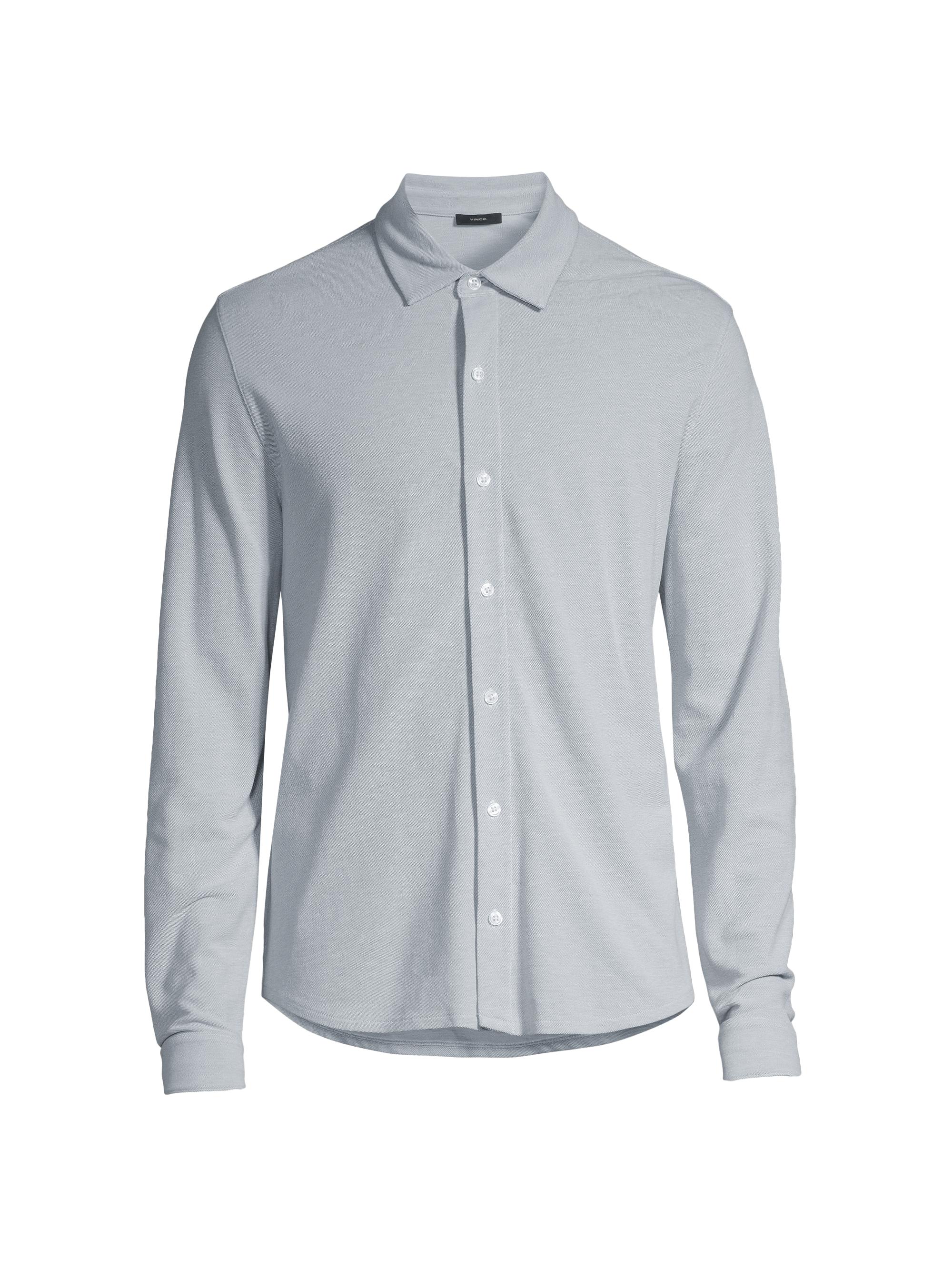Vince Men's Piqué Button-Front Shirt - Lake Blue