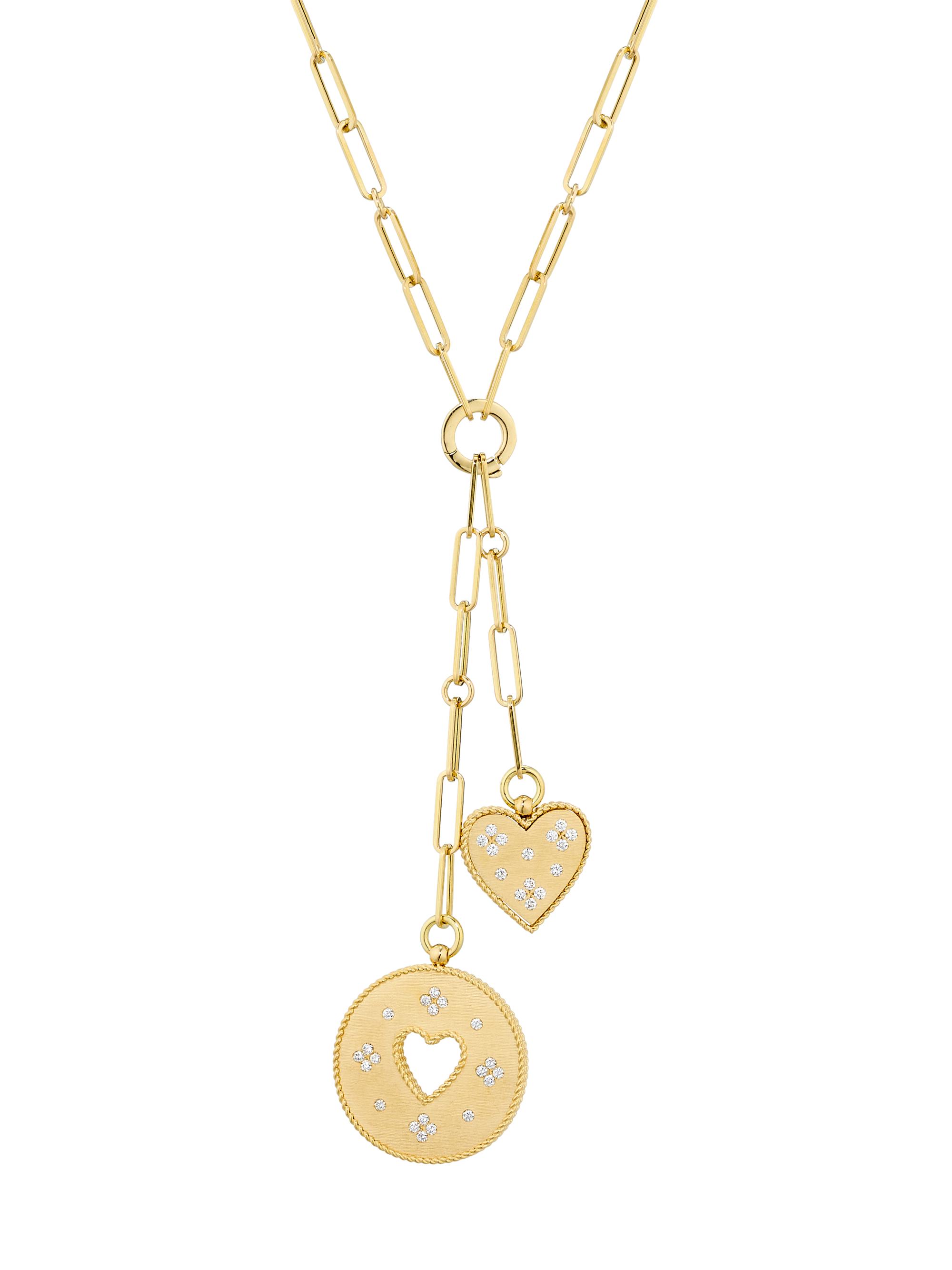 Roberto Coin Women's 18K Yellow Gold & 0.45 TCW Diamond Double-Heart Lariat Necklace - Yellow Gold