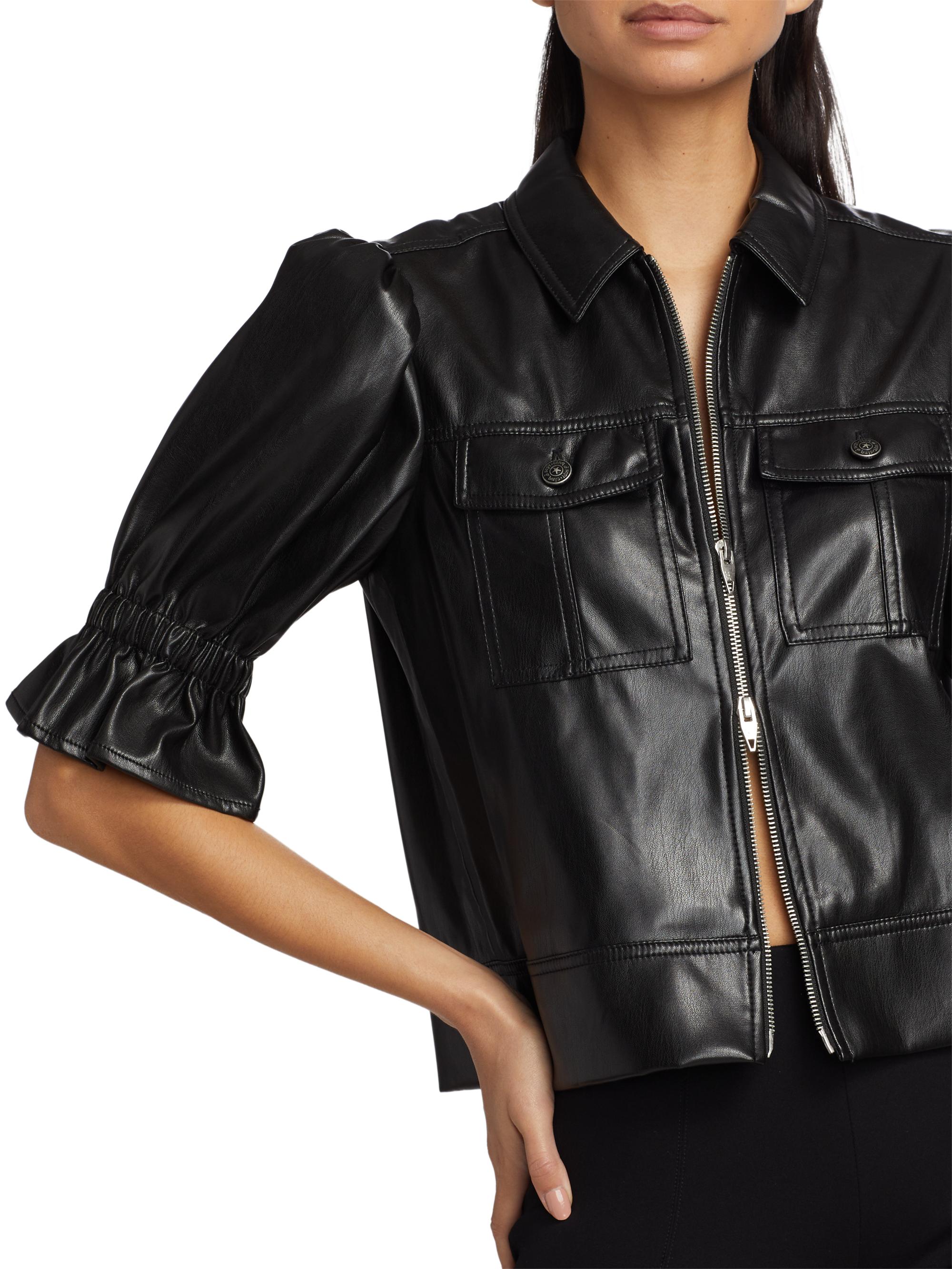 Cinq à Sept Holly Faux Leather Puff-Sleeve Jacket | Saks Fifth Avenue