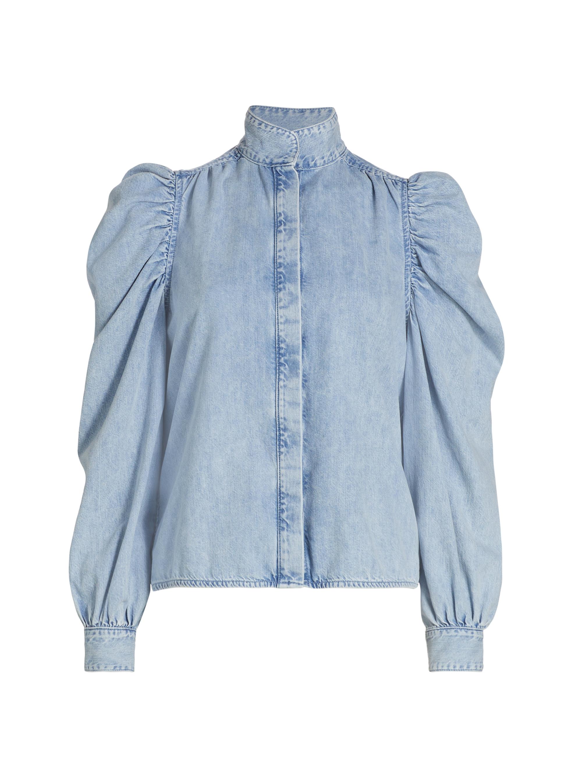 Frame Gillian Denim Puff-Sleeve Shirt | Saks Fifth Avenue