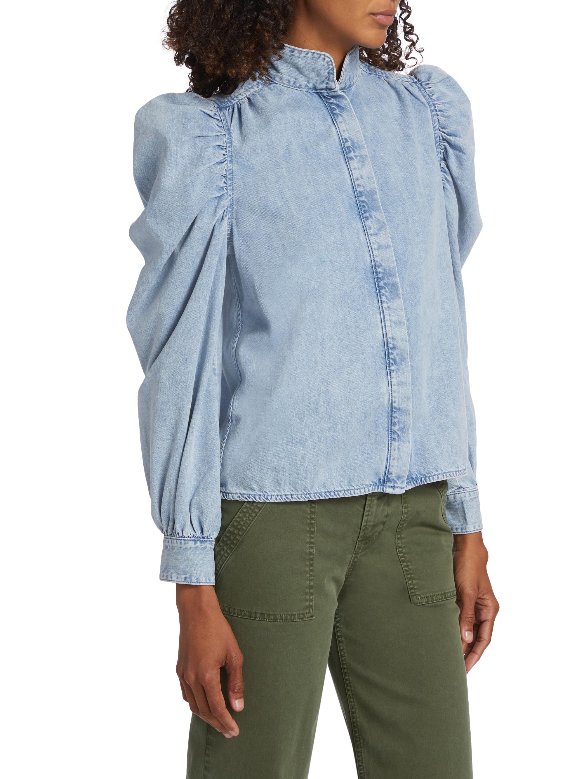 Frame Gillian Denim Puff-Sleeve Shirt | Saks Fifth Avenue
