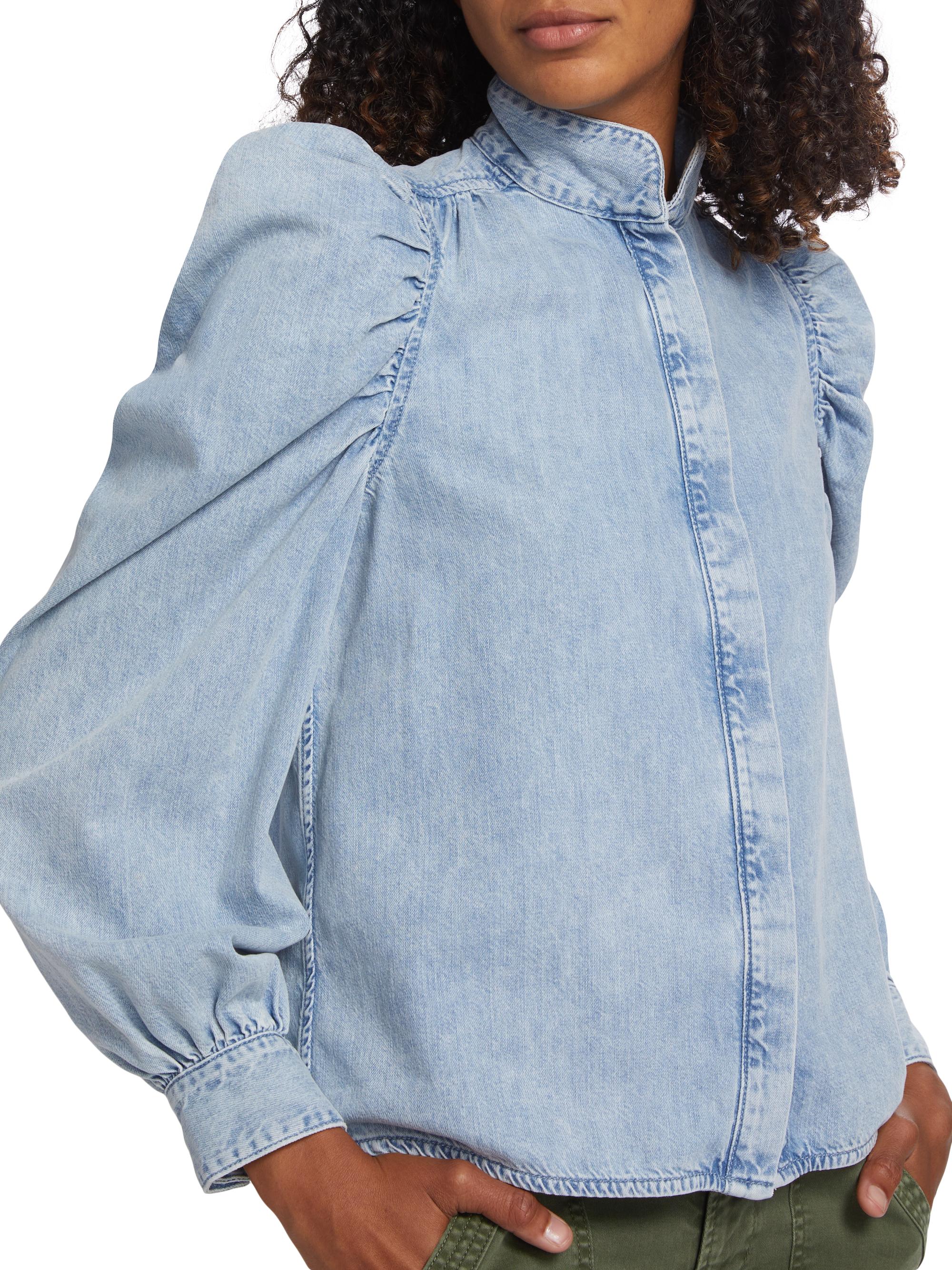 Frame Gillian Denim Puff-Sleeve Shirt | Saks Fifth Avenue