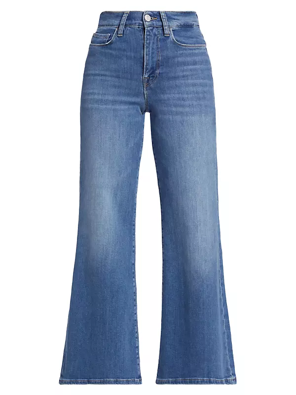 Shop Frame Le Slim Palazzo Drizzle High-Rise Stretch Jeans