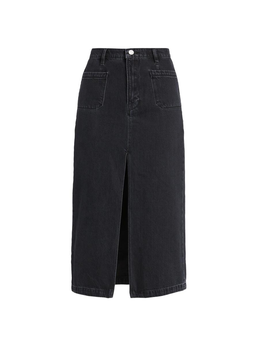 ミニスカート LENINA HEIDI denim midi skirt_black Heidi Denim Mini Skirt - Black - The Self Styler
