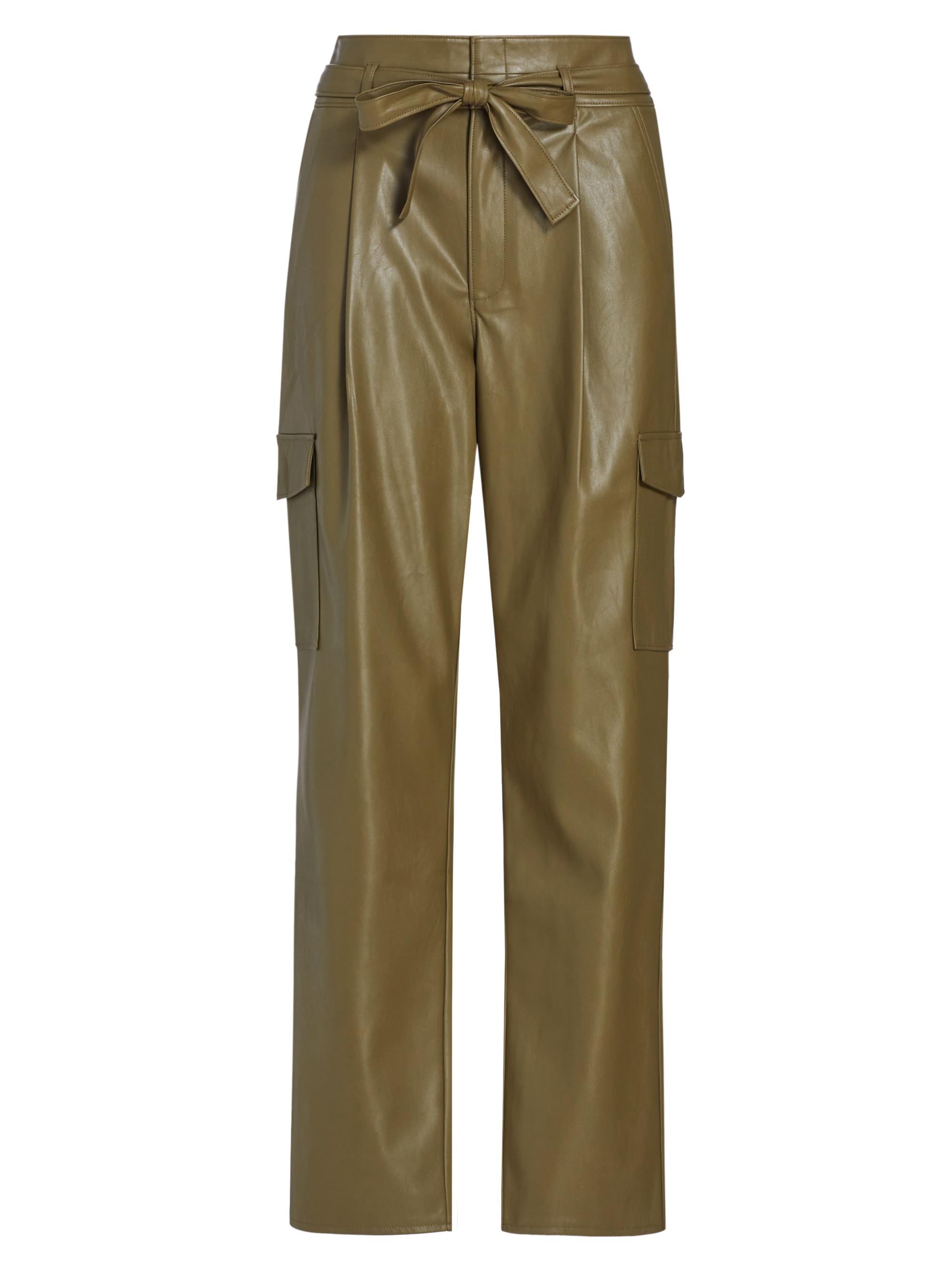 Paige Women's Tesse Belted Faux Leather Cargo Pants - Army