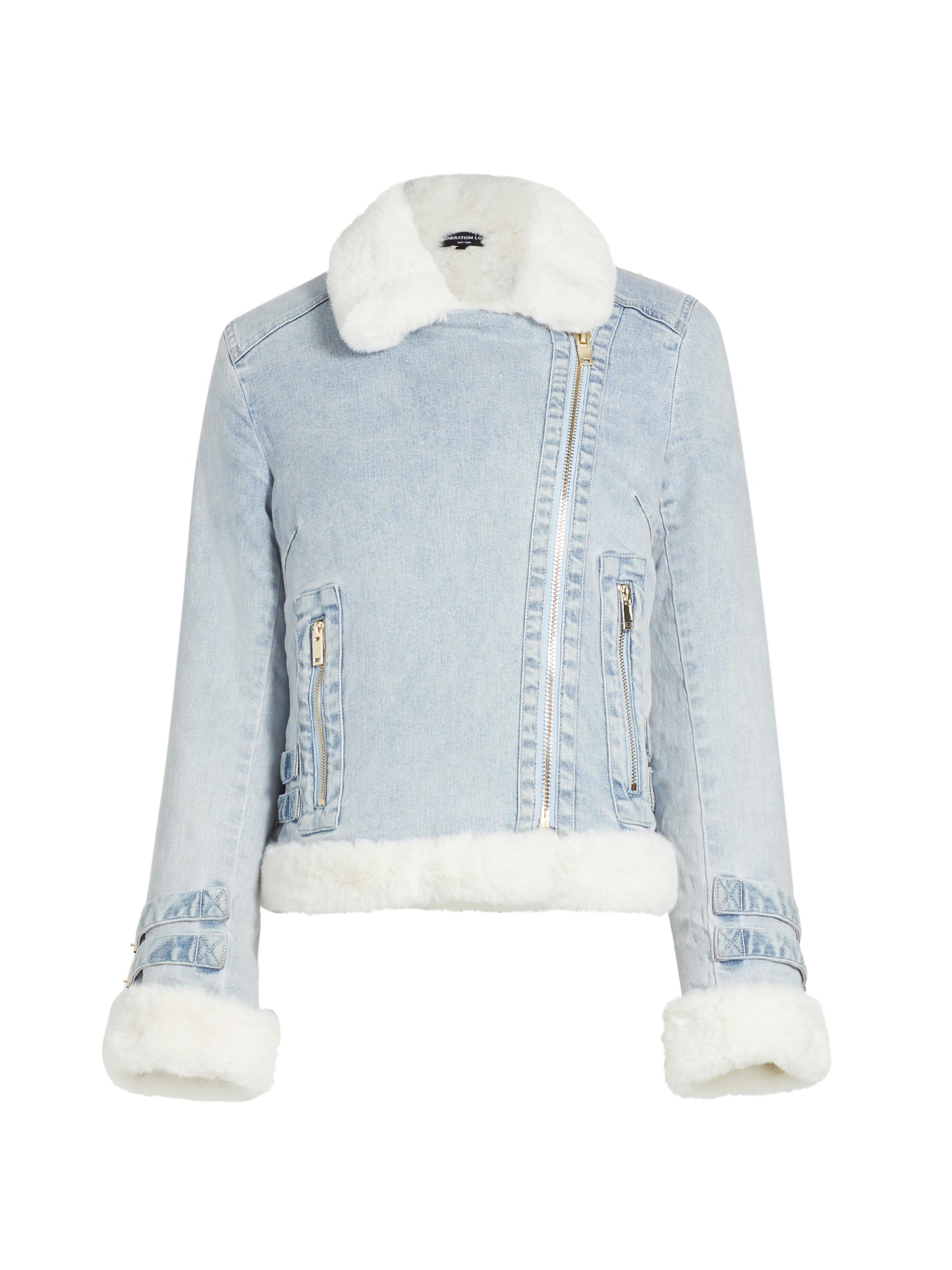 Generation Love Molly Denim & Faux Fur Moto Jacket | Saks Fifth Avenue