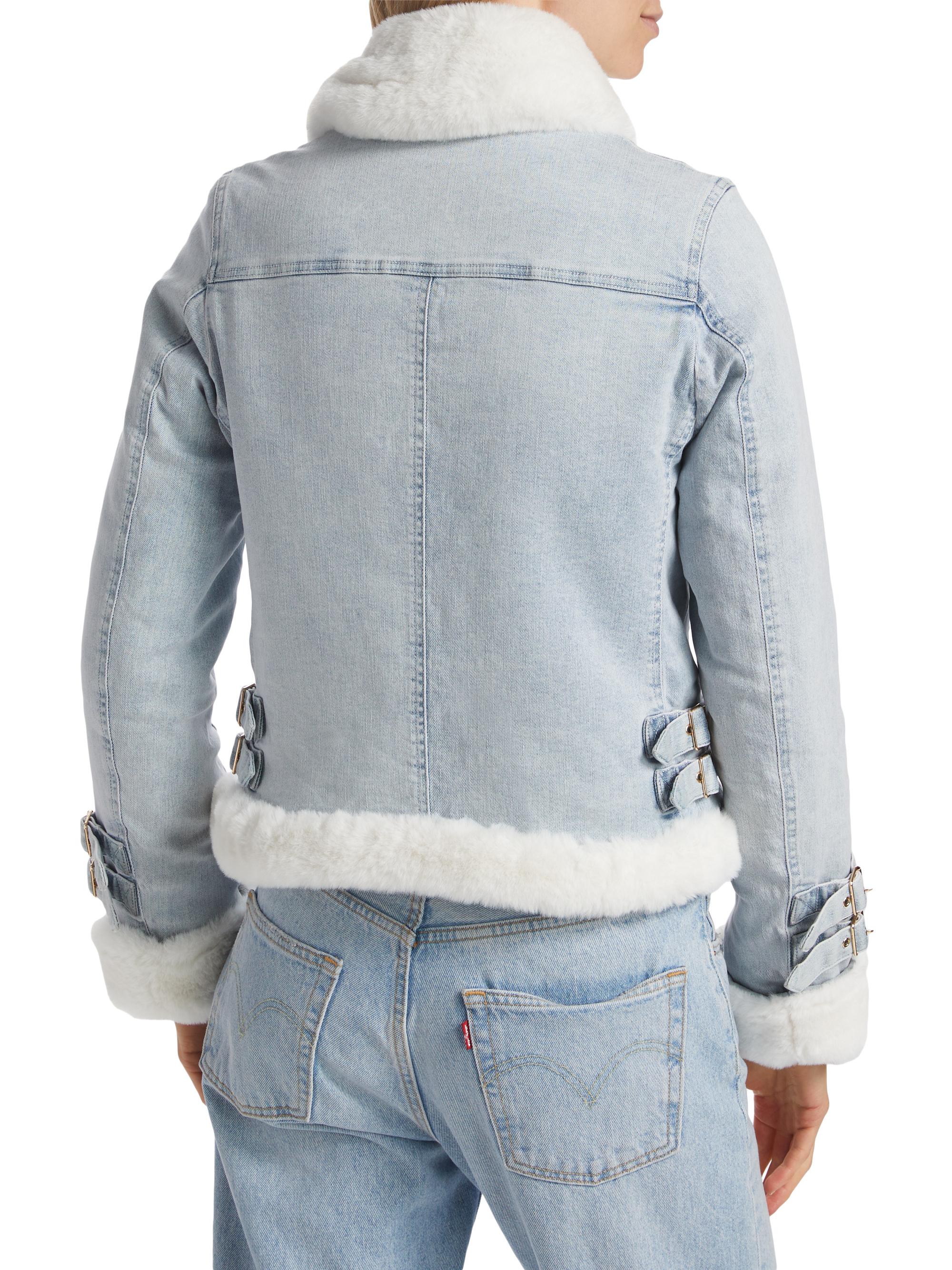 Generation Love Molly Denim & Faux Fur Moto Jacket | Saks Fifth Avenue