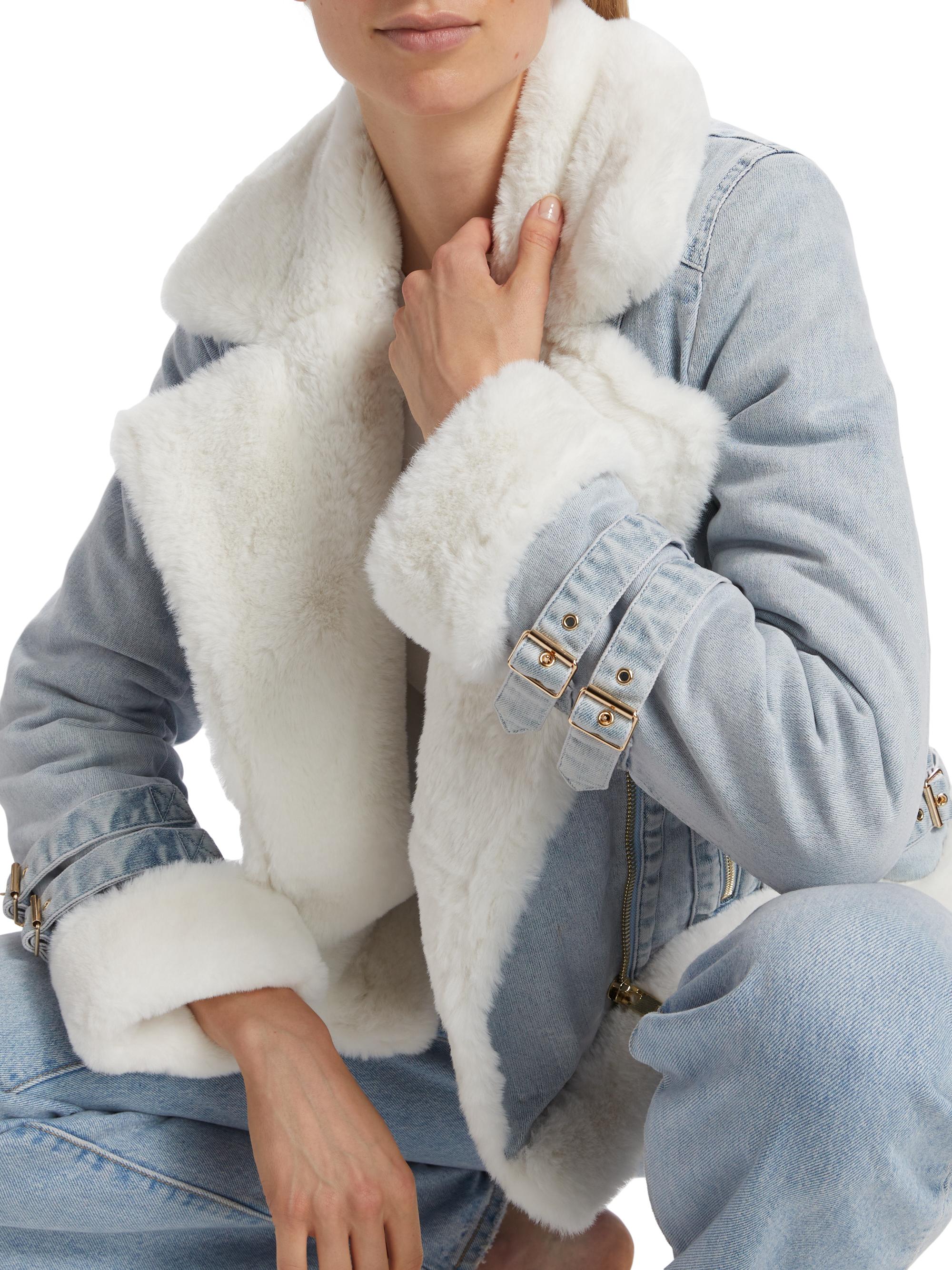 Generation Love Molly Denim & Faux Fur Moto Jacket | Saks Fifth Avenue