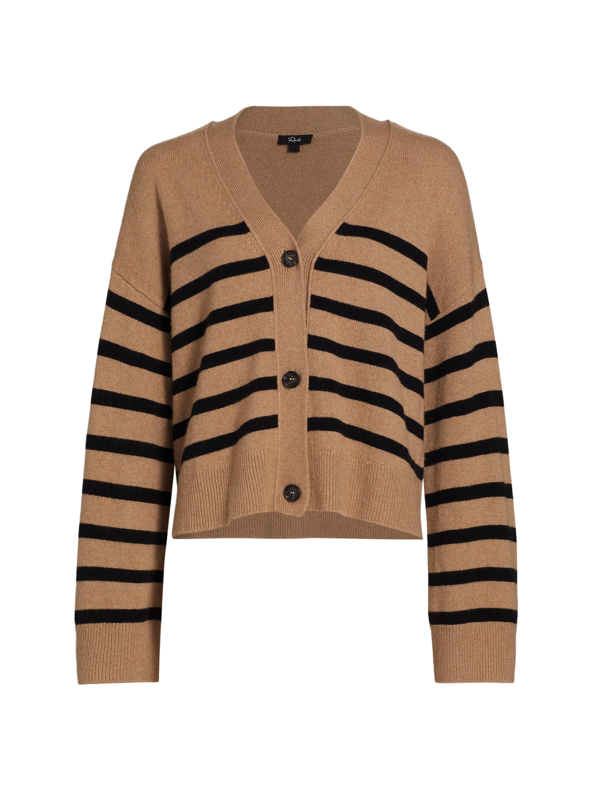 Rails Women's Geneva Striped Wool-Blend Cardigan - Camel Black Stripe