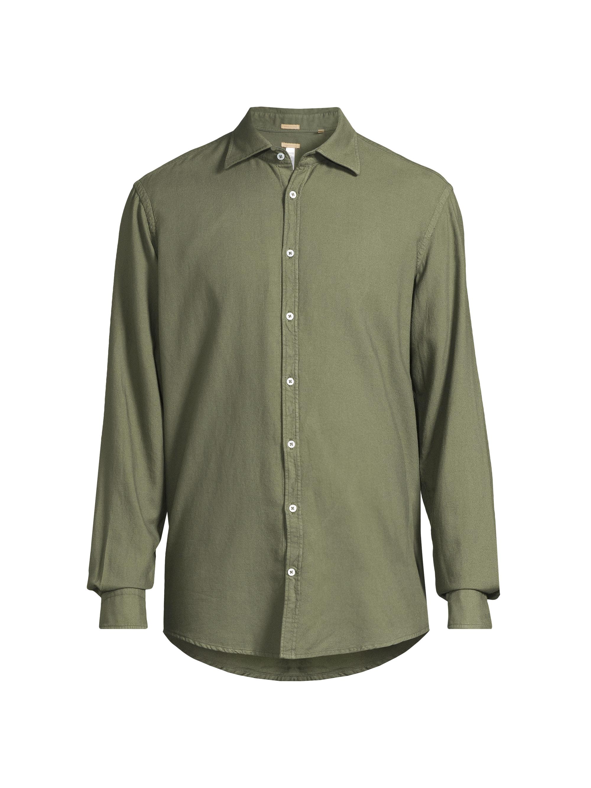 Massimo Alba Men's Genova Solid Woven Shirt - Hunter