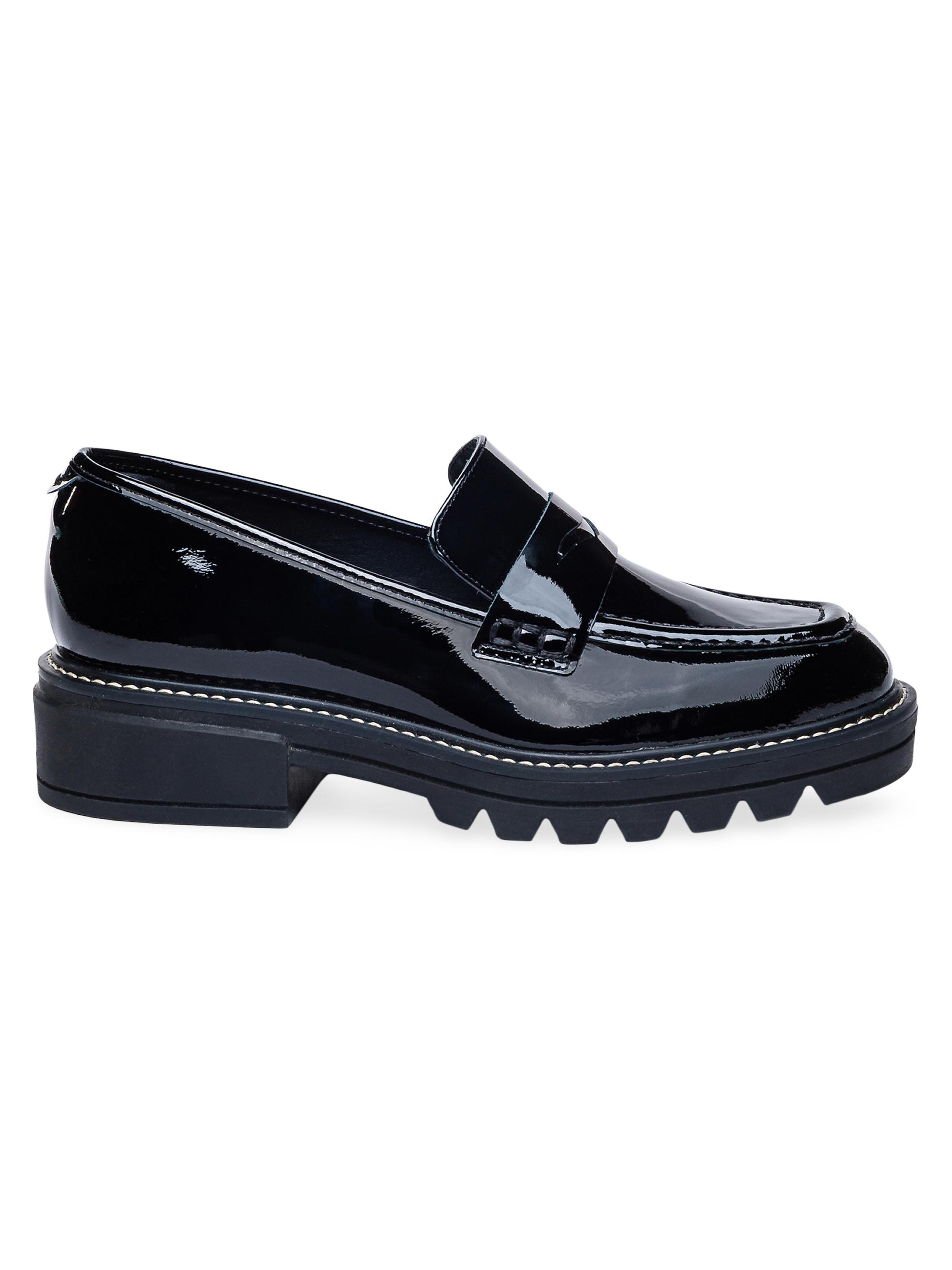 Bernardo Women's Chandler Soft Patent Lug Sole Loafers - Black