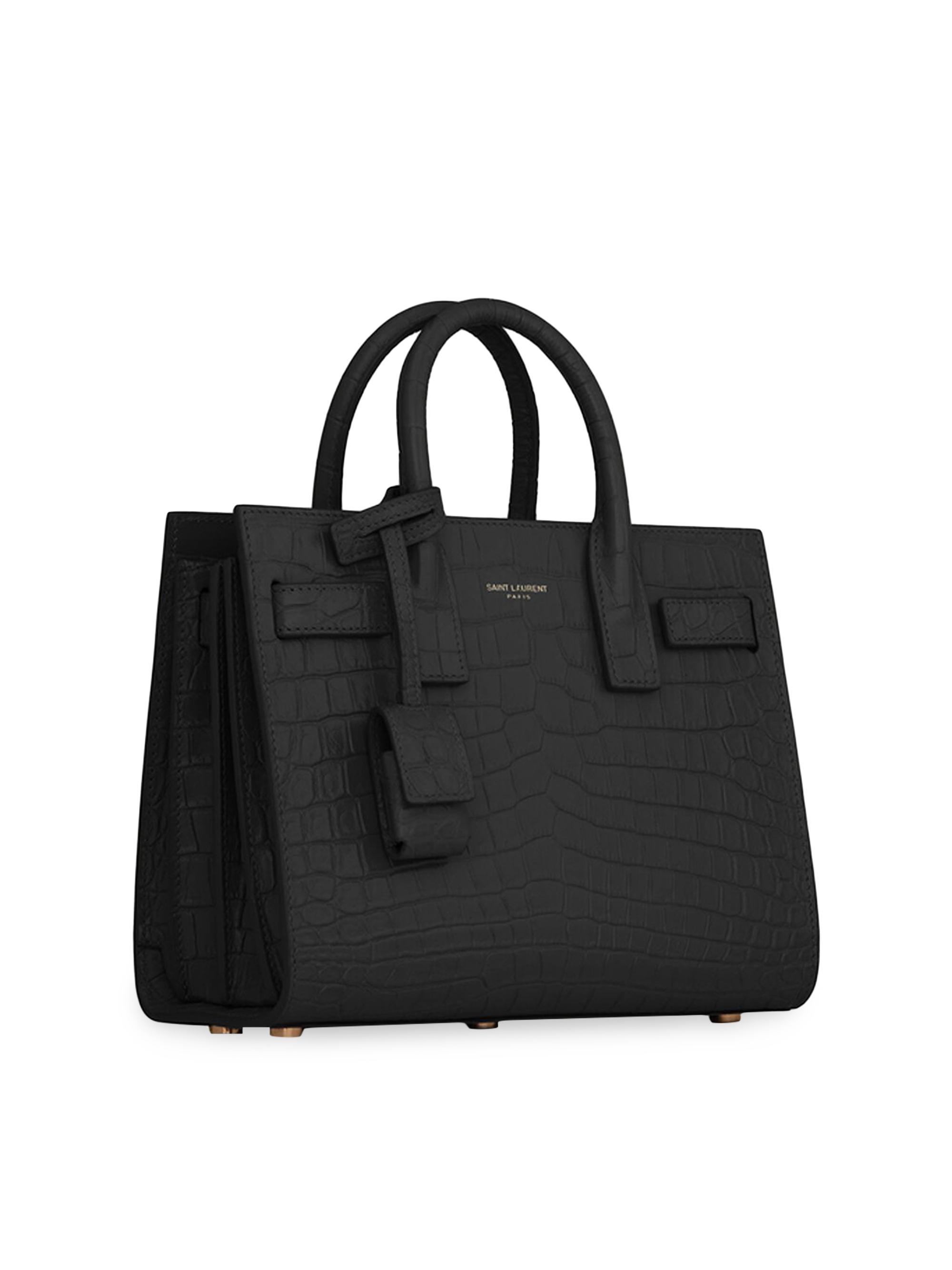Saint Laurent Sac De Jour Nano Top Handle Bag In Crocodile