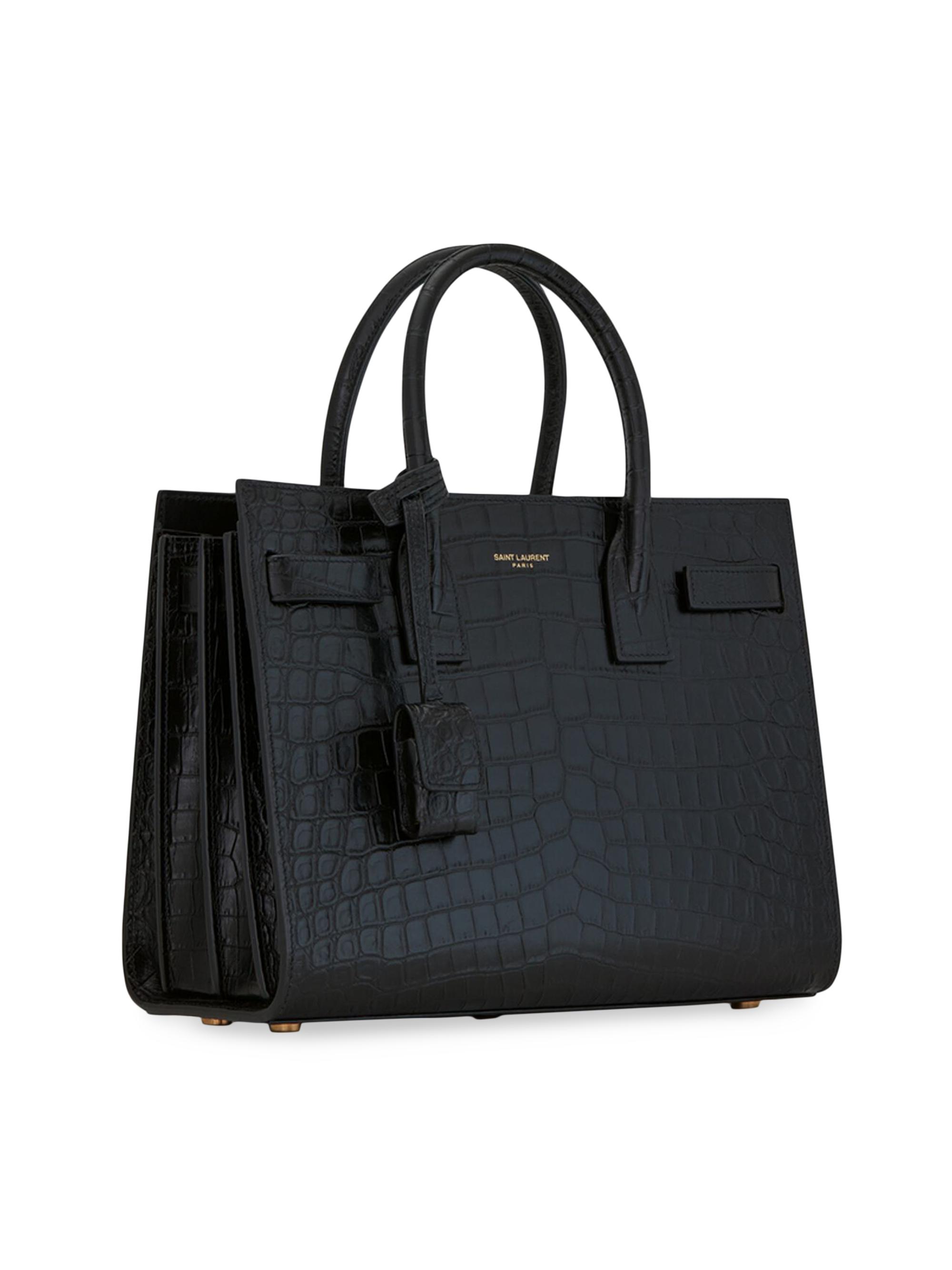 Saint Laurent Sac De Jour Baby Top Handle Bag In Crocodile