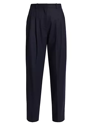 Double-Pleated Wool-Blend Trousers