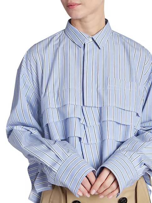 Shop Sacai Layered Cotton Poplin Shirt | Saks Fifth Avenue