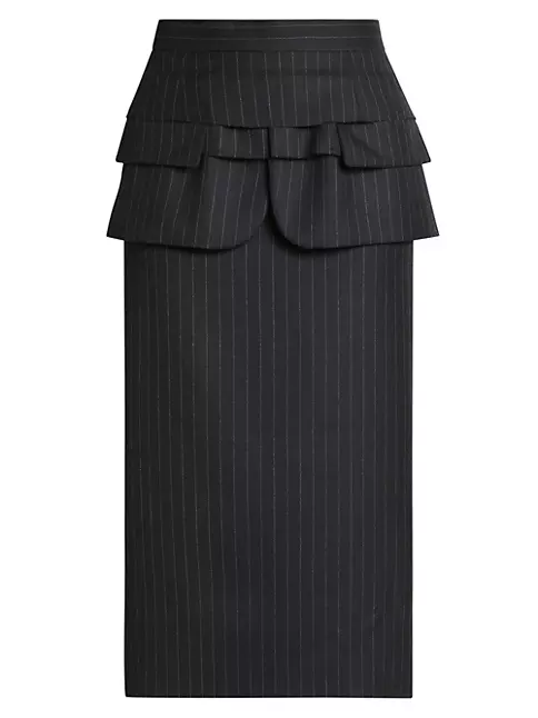 Chalk Stripe Peplum Pencil Skirt