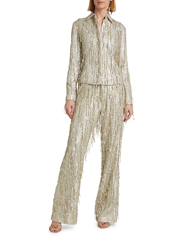 Shop Amiri Sequin Kick-Flare Pants | Saks Fifth Avenue Shop Amiri Sequin Kick-Flare Pants | Saks Fifth Avenue