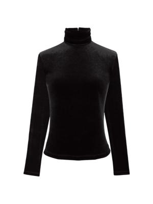 Saint Laurent gathered-neckline velvet top - Black