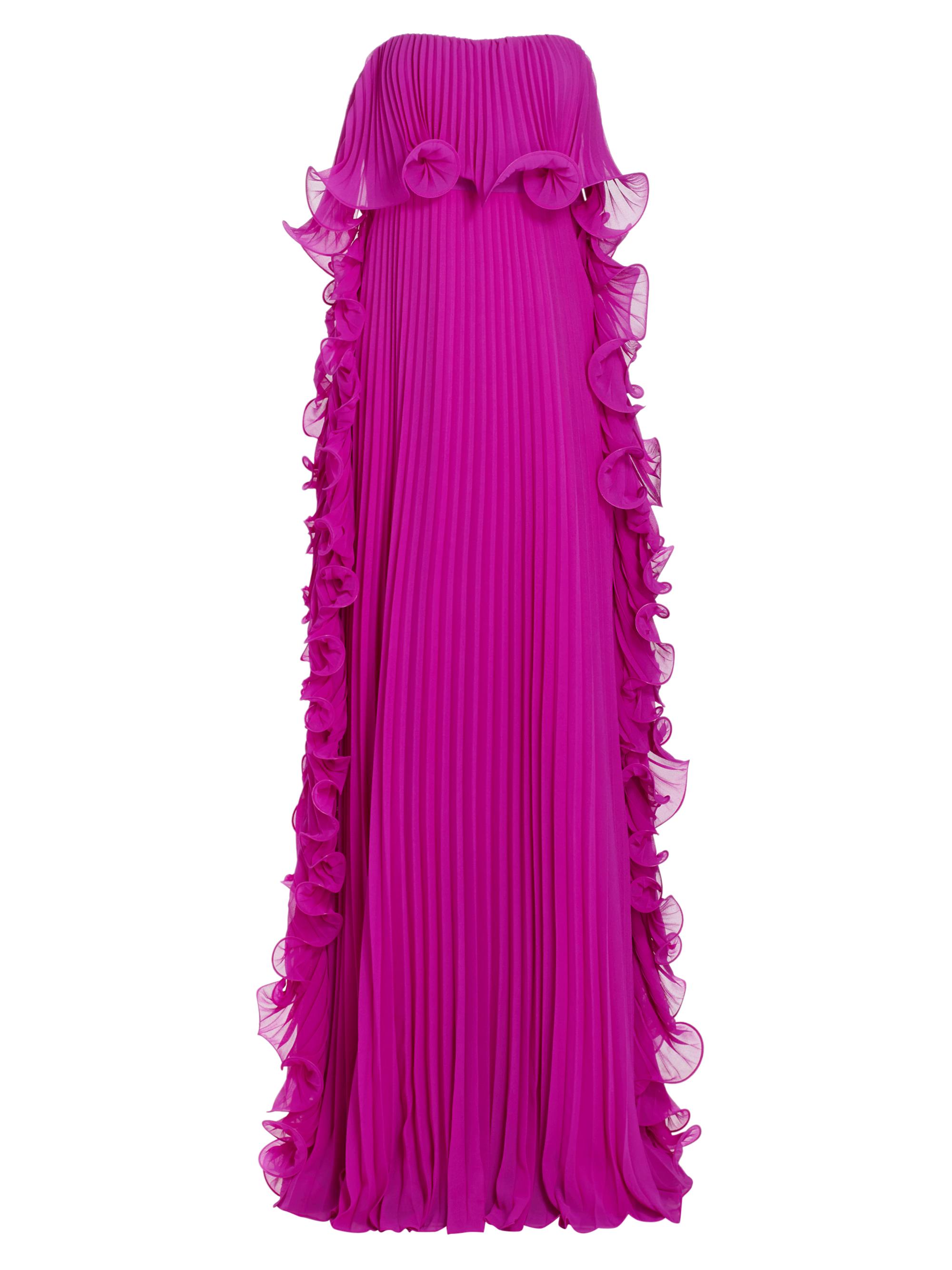 Badgley Mischka Women's Strapless Pleated Ruffle Gown - Orchid