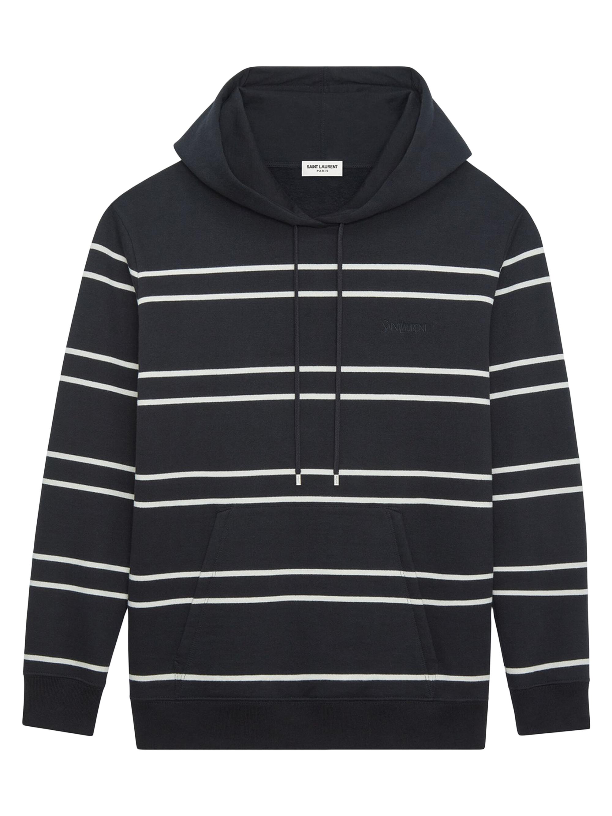 Saint Laurent Men's Striped Hoodie - Black