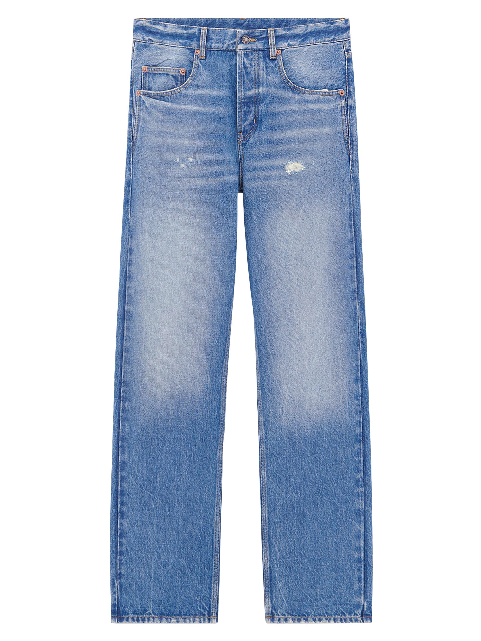 Saint Laurent Men's Long Extreme Baggy Jeans In Denim - Blue