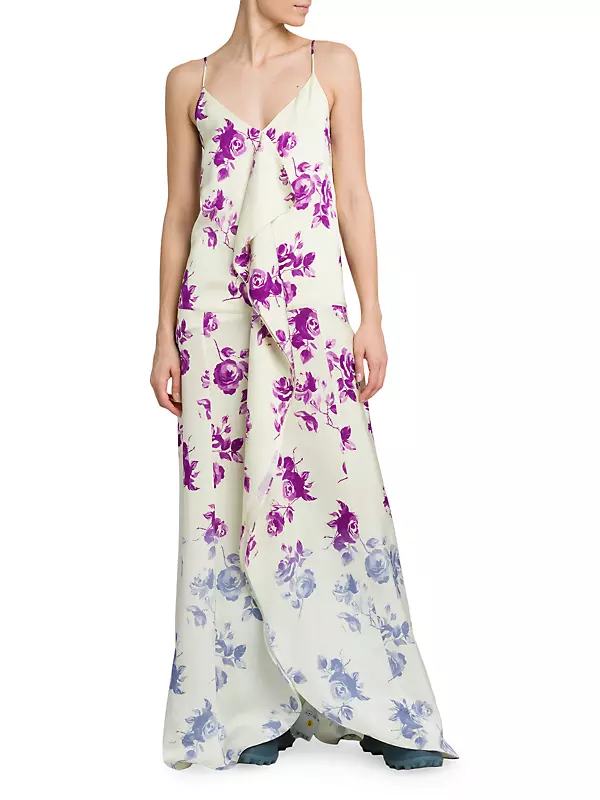 Ombré Floral Ruffle Maxi Dress