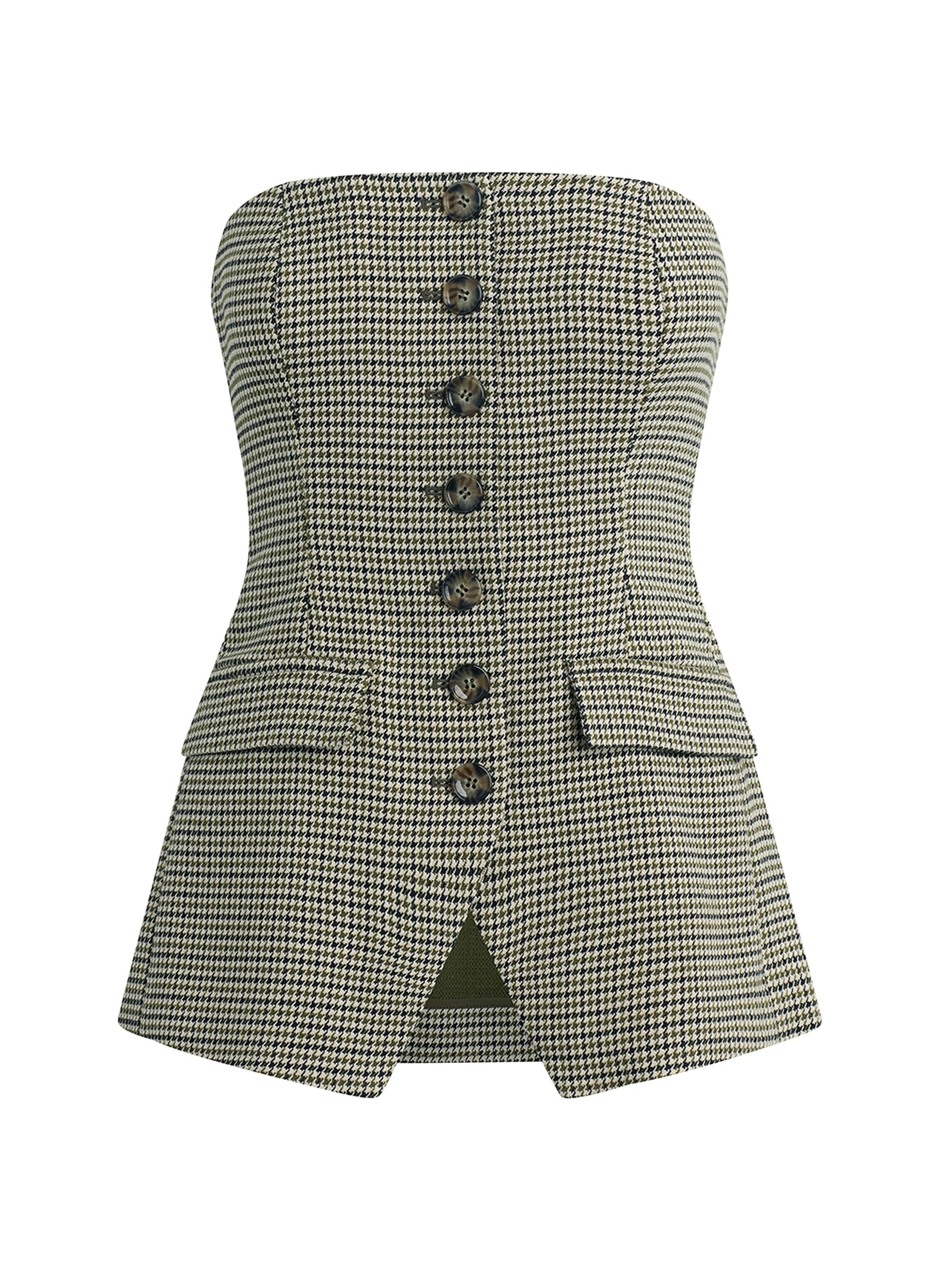 Favorite Daughter Women's Phoebe Houndstooth Bustier - Grey