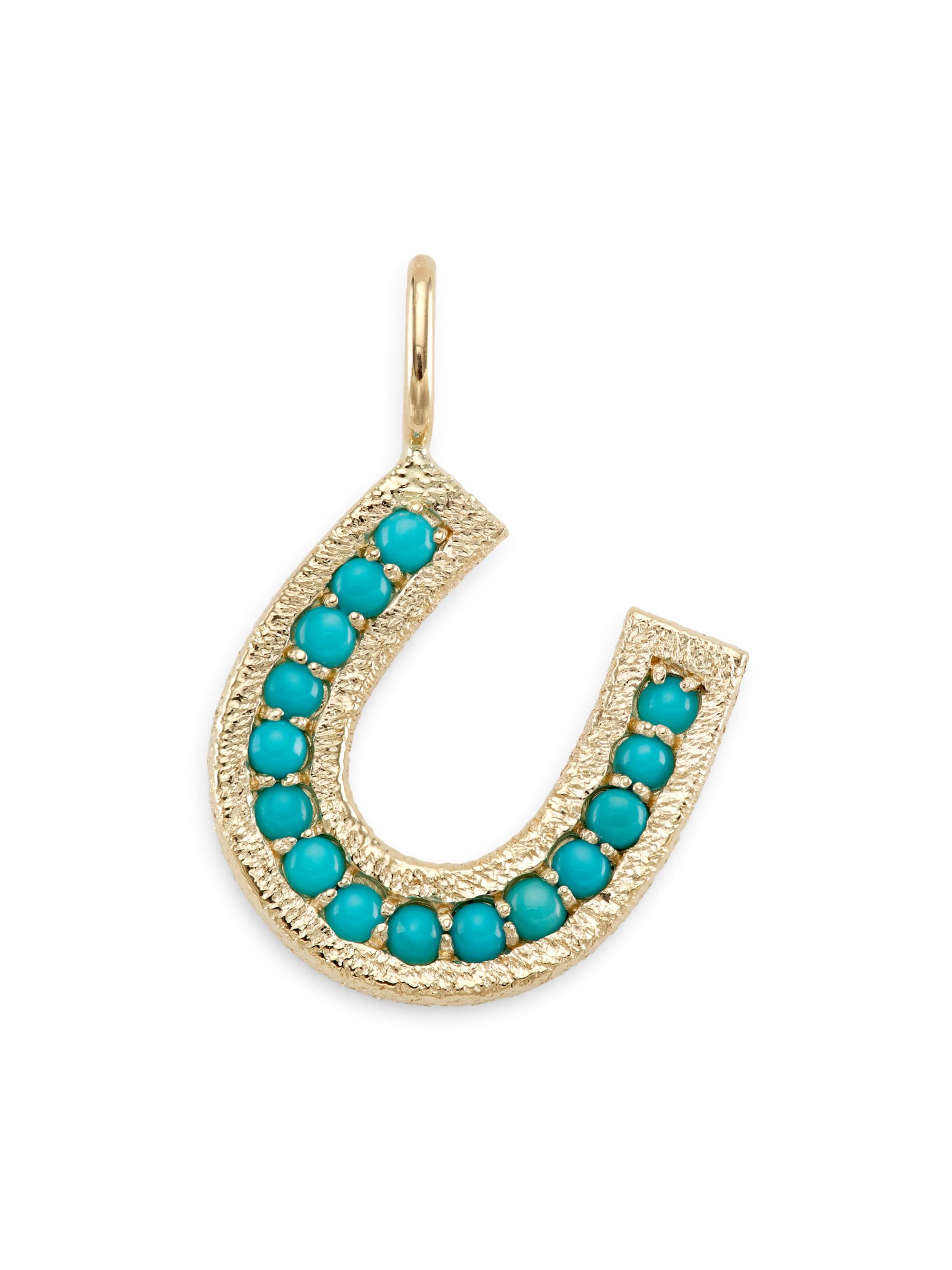 Imperfect Grace Women's Muse Felicity 14K Yellow Gold & Turquoise Horseshoe Pendant - Gold