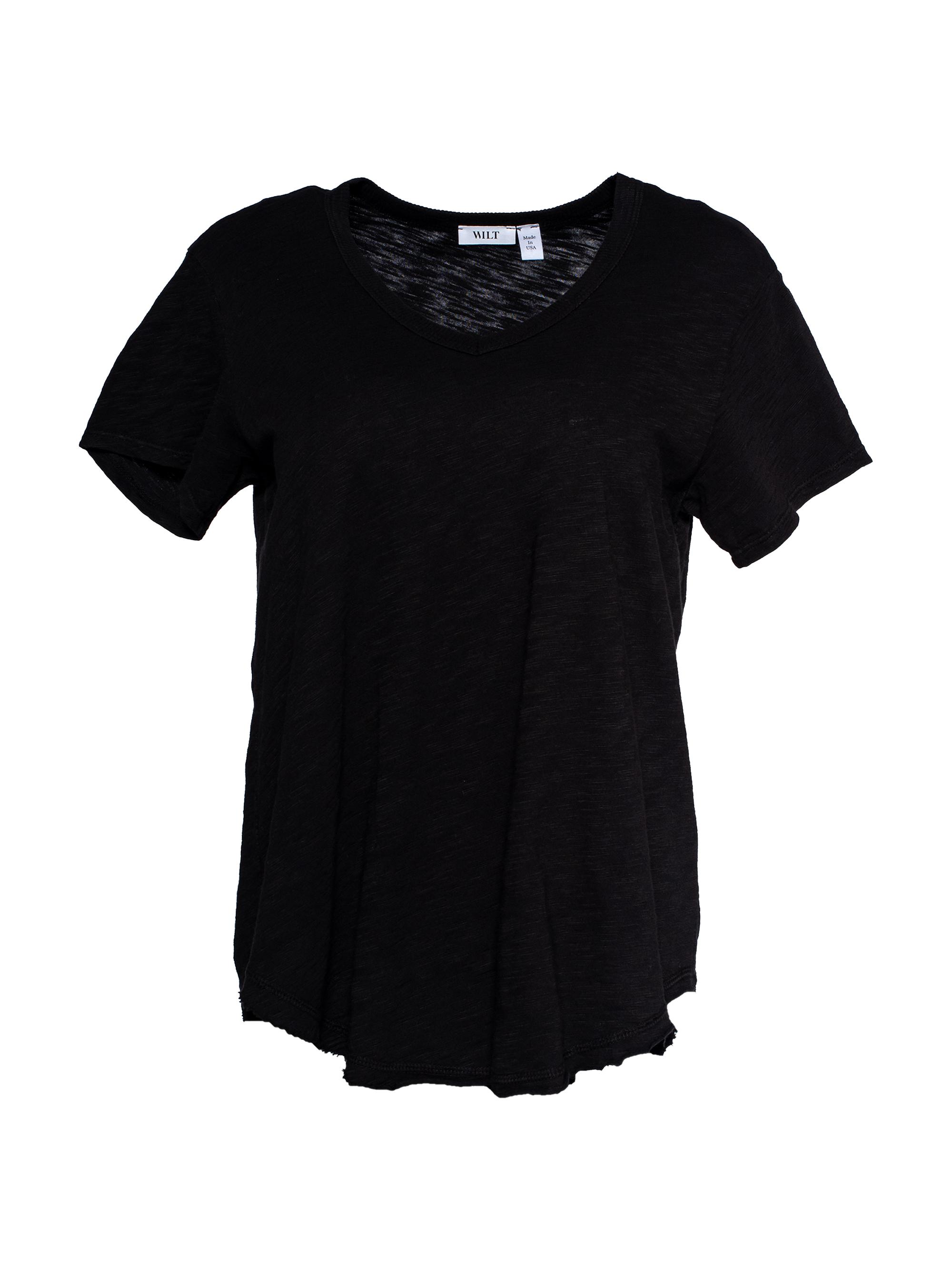 Wilt Women's Short Sleeve V-Neck Raw Hem T-Shirt - Black