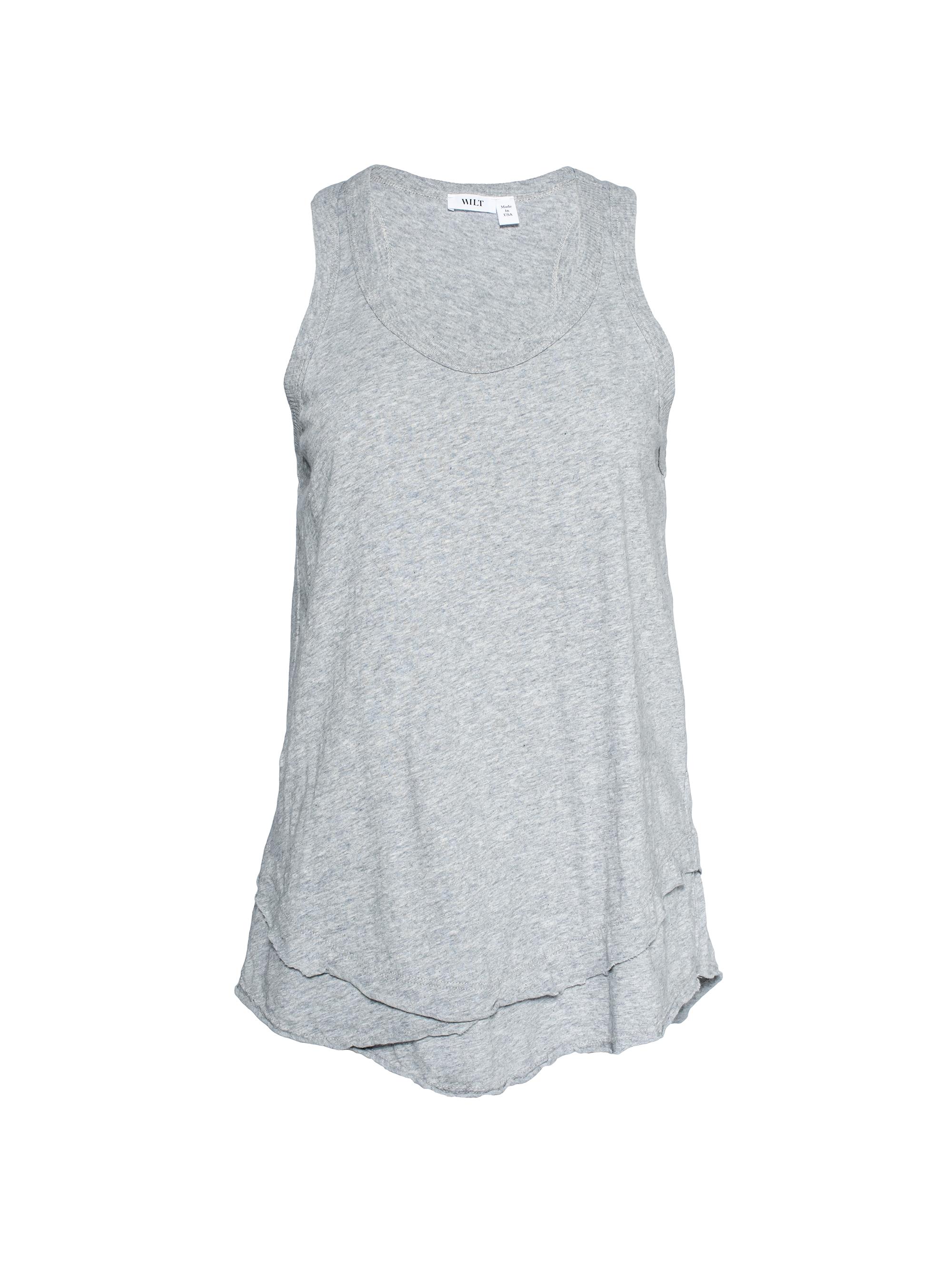 Wilt Women's Shrunken Raw Mock Hem Shirttail Tank - White