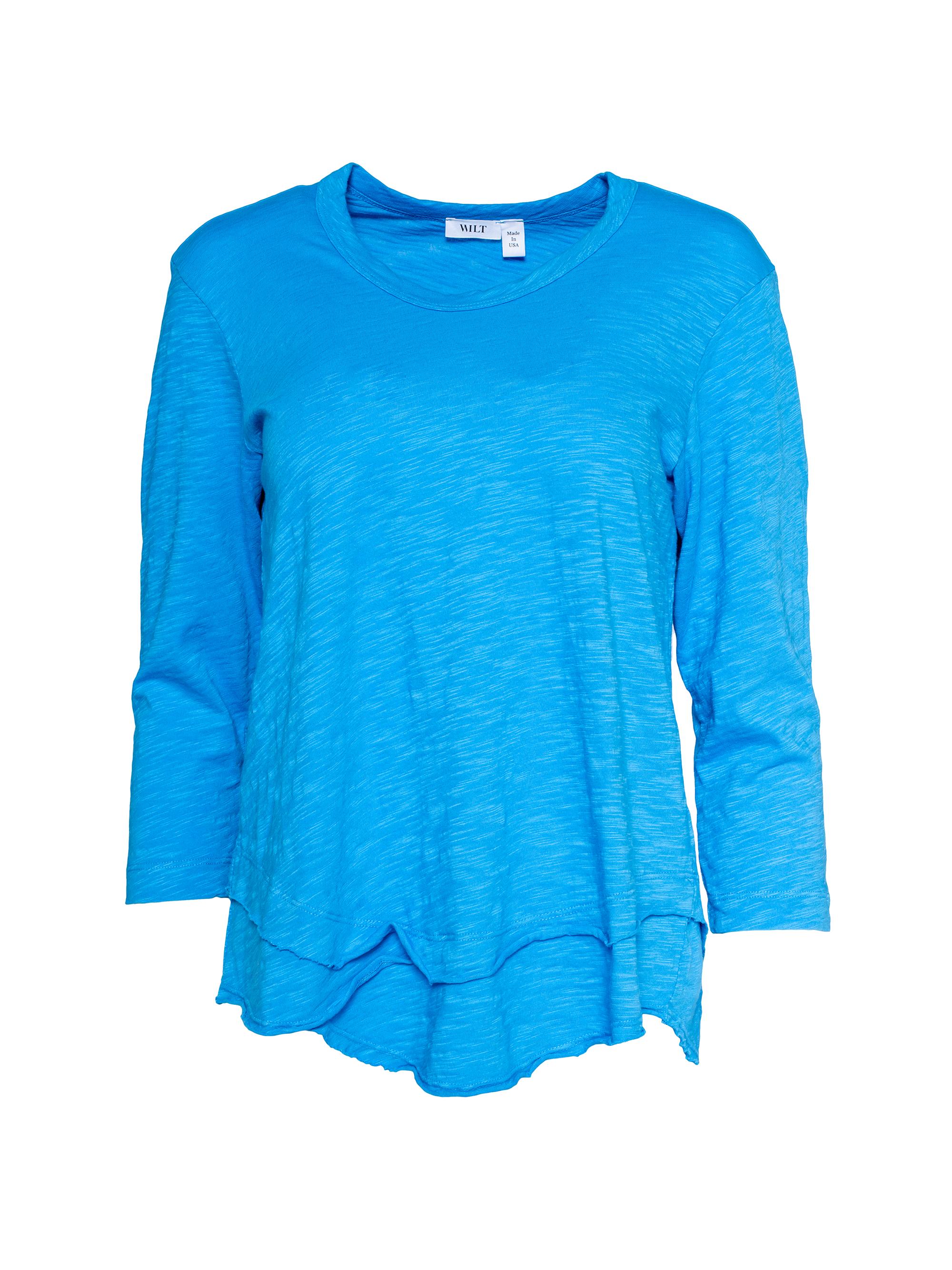 Wilt Women's Shrunken Crew 3/4 Sleeve Mock Layer Tee - Black