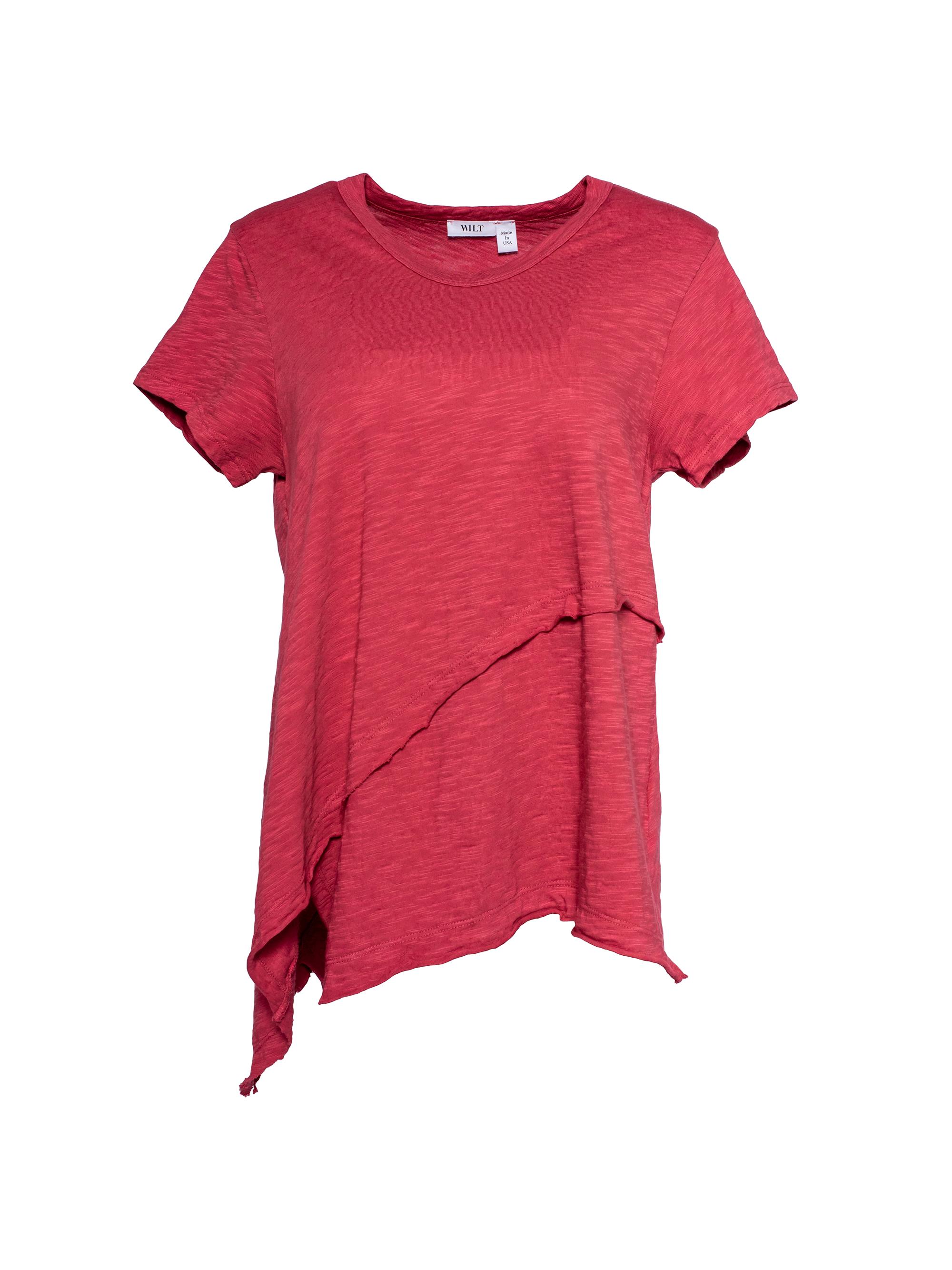 Wilt Women's Short Sleeve Easy Crossover Hem Tee - Berry