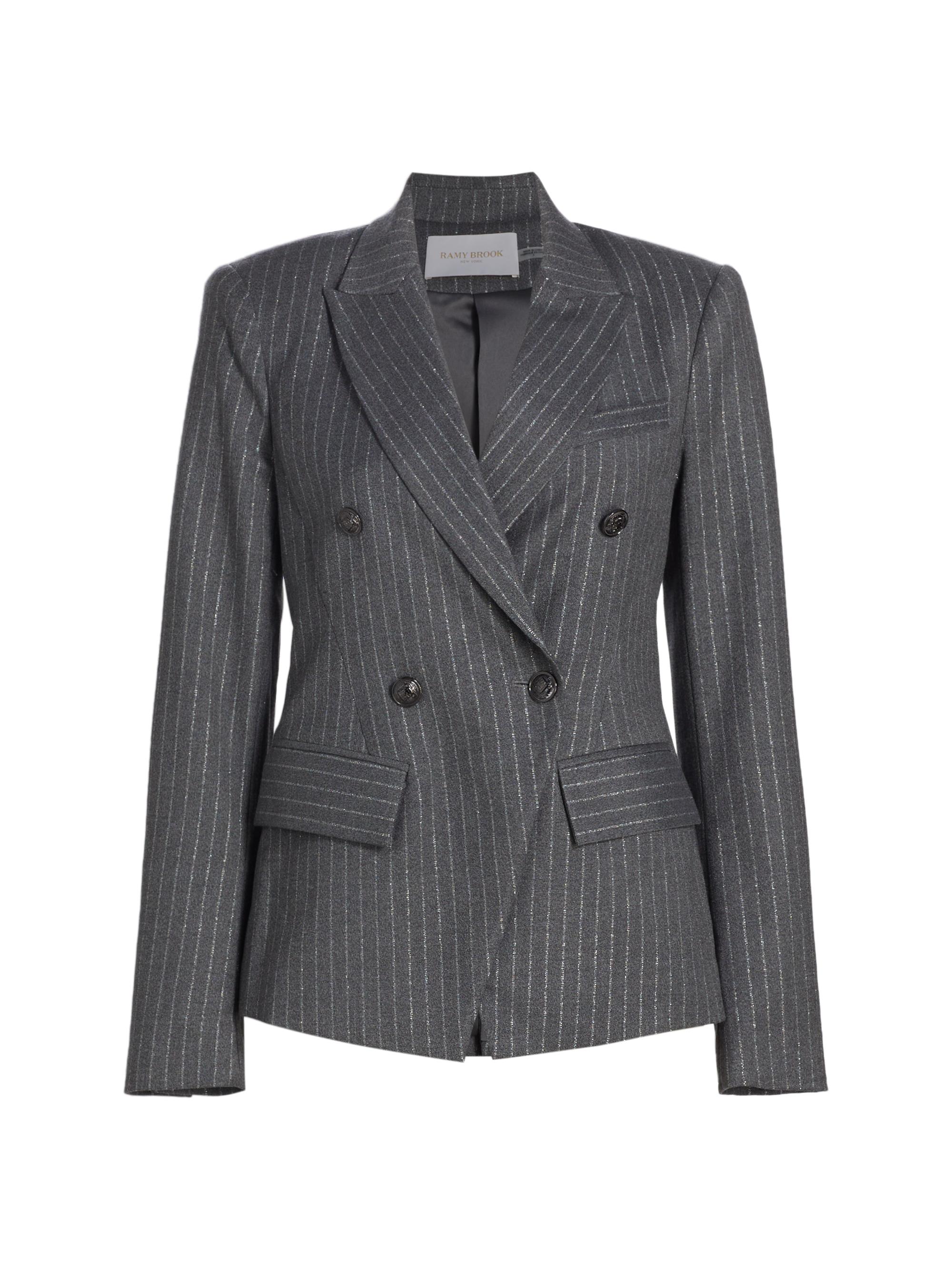 Ramy Brook Women's Collins Metallic Pinstripe Jacket - Charcoal Lurex Pinstripe