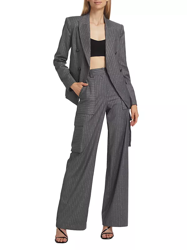 Express Editor Womens Pants Size 10 Gray Striped Flare Dress Slacks Rayon