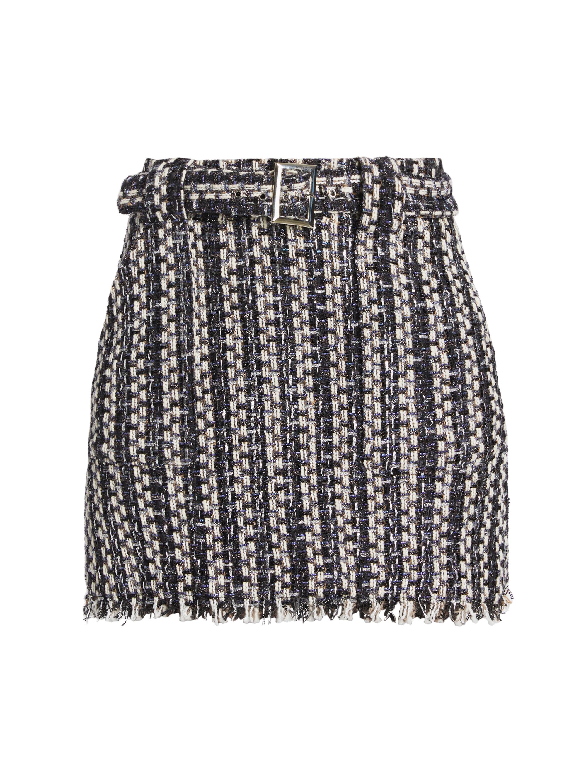 Ramy Brook Women's Ashley Belted Tweed Miniskirt - Black Combo Multicolor Lurex