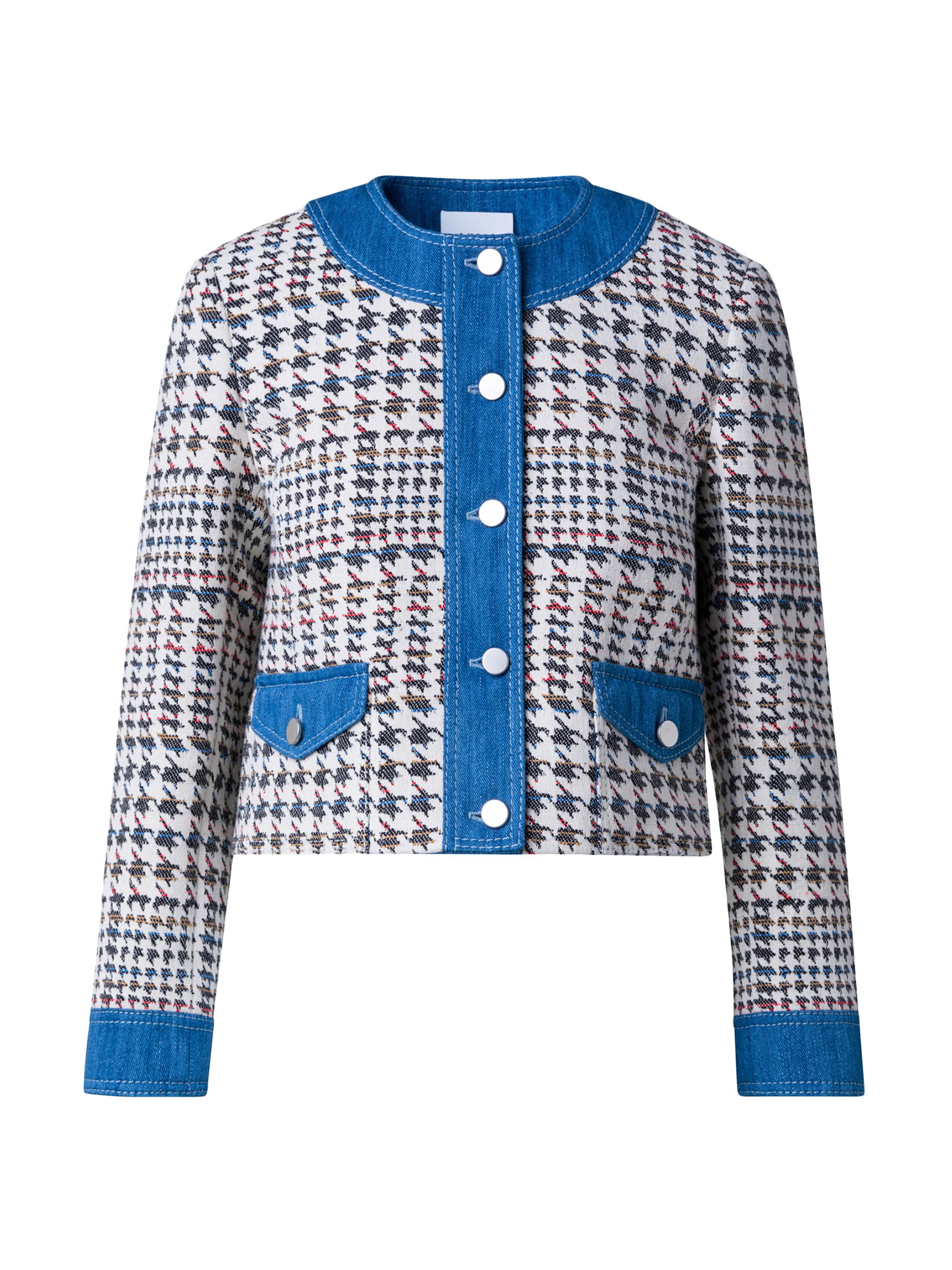 Akris punto Women's Houndstooth Cotton-Blend Crop Jacket - Denim Multicolor