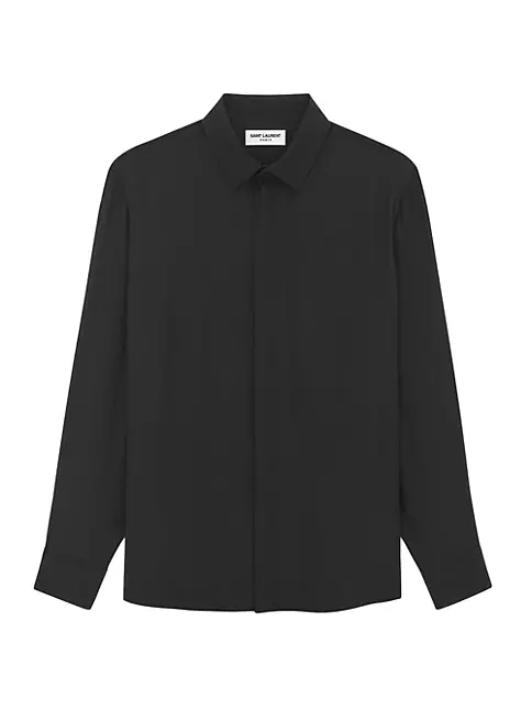 Shop Saint Laurent Yves Collar Shirt In Matte And Shiny Cassandre