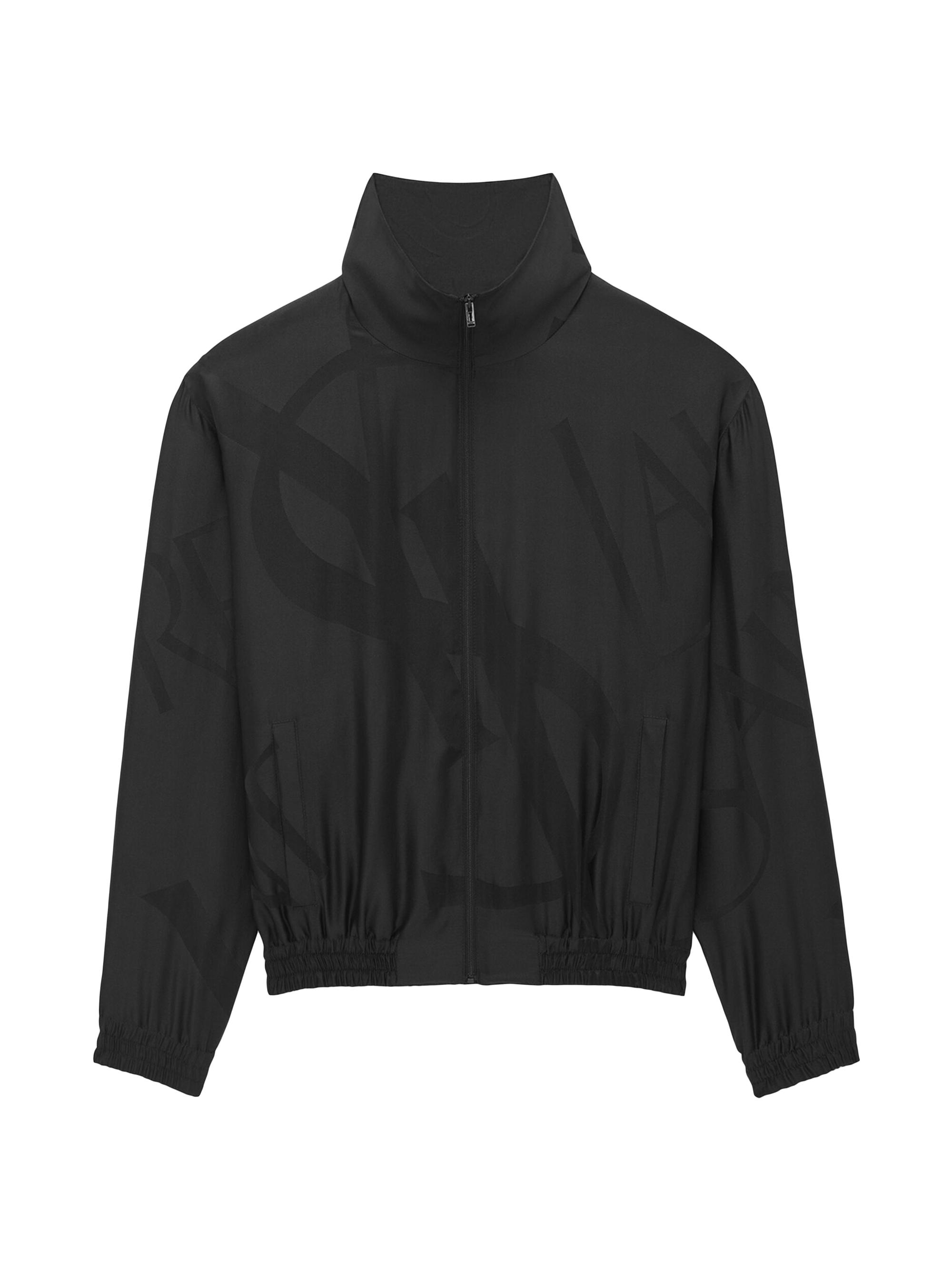 Saint Laurent Men's Teddy Jacket In Oversized Cassandre Silk Twill - Black