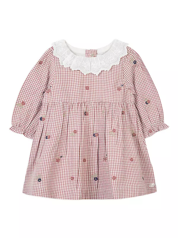 Baby Girl's & Little Girl's Floral Embroidery Gingham Dress