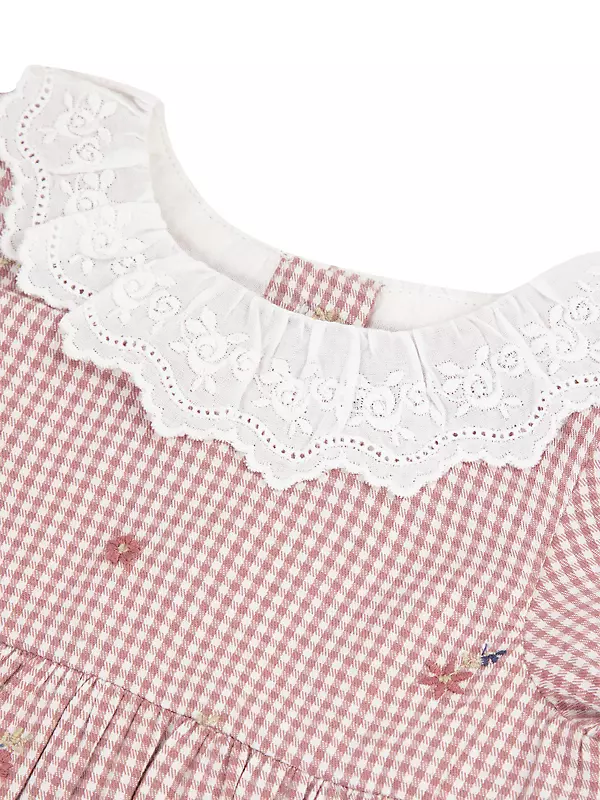 Baby Girl's & Little Girl's Floral Embroidery Gingham Dress