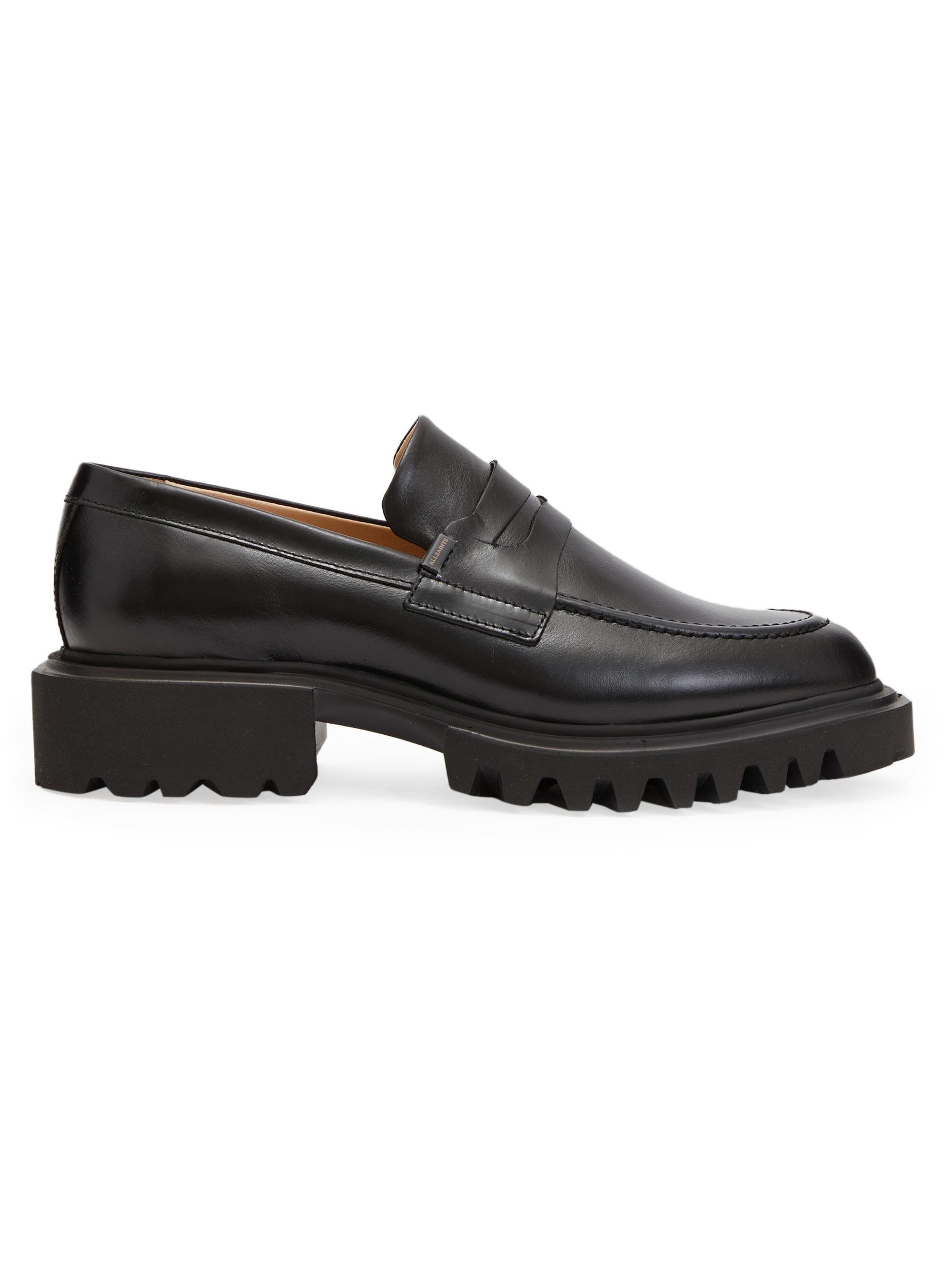 AllSaints Women's Lola Leather Penny Loafers - Black
