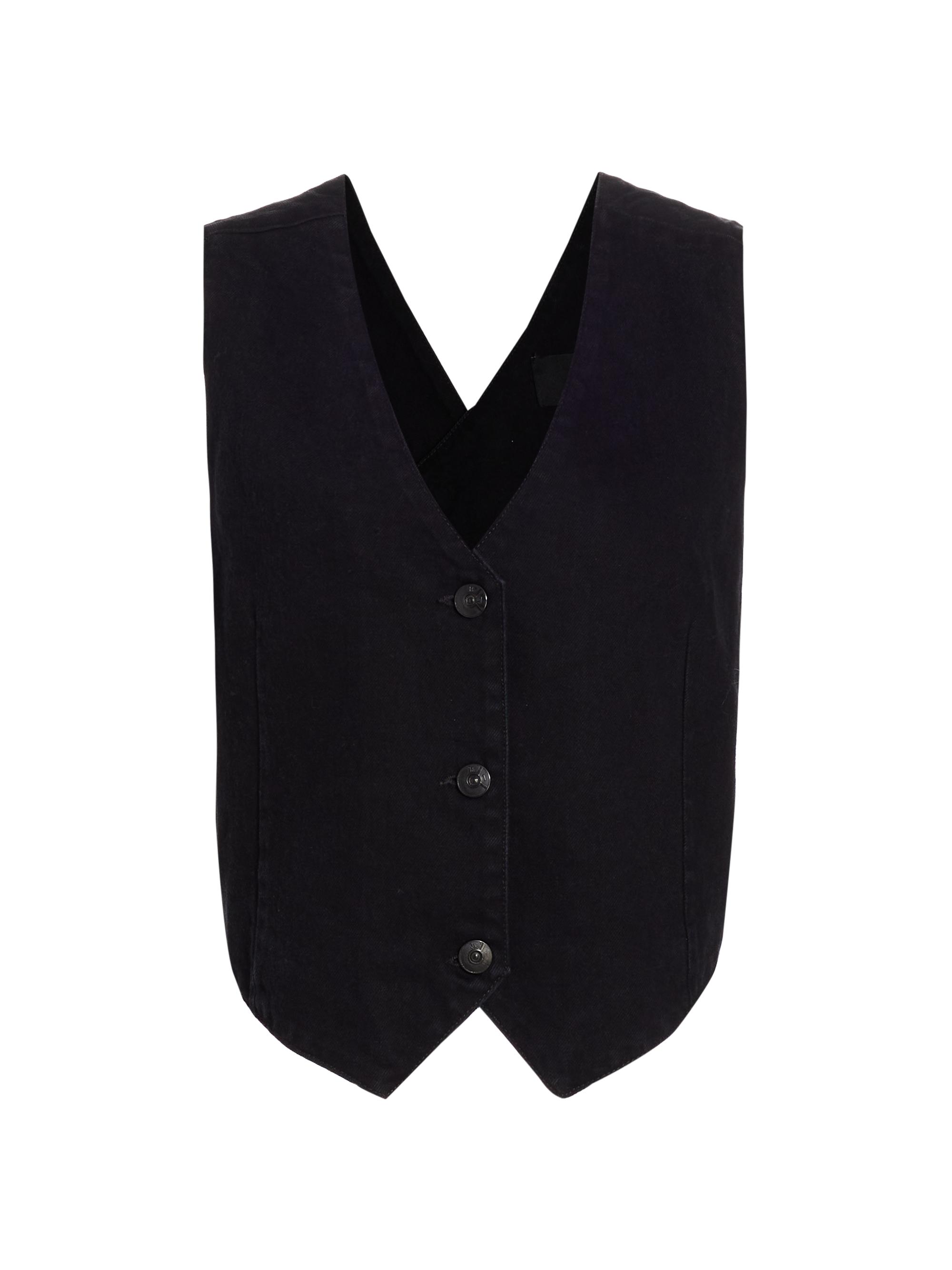 3x1 Women's Marlene Crossover Denim Vest - Solid Noir