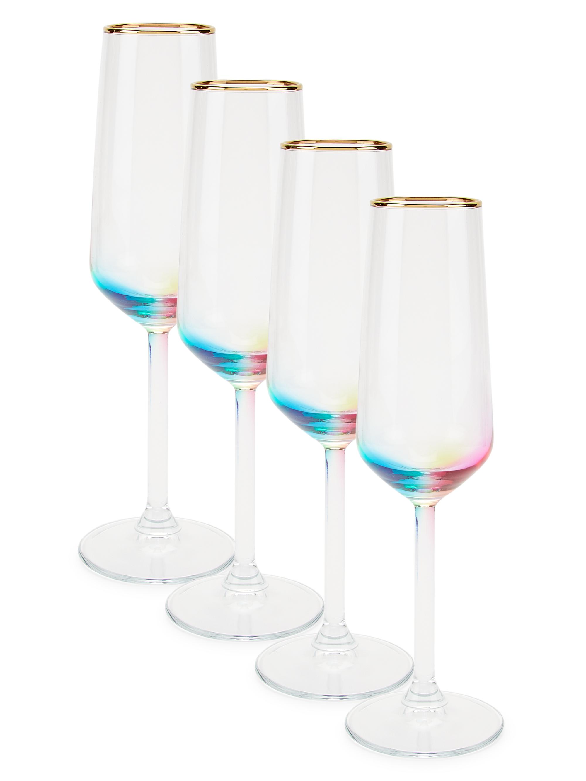 Vietri Rainbow 4-Piece Champagne Flutes Set