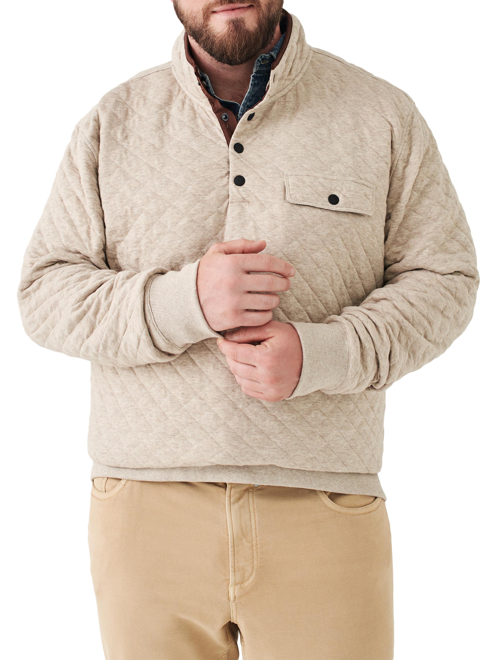 Faherty Brand Men's Epic Quilted Fleece Pullover - Oatmeal - Women's Clothing