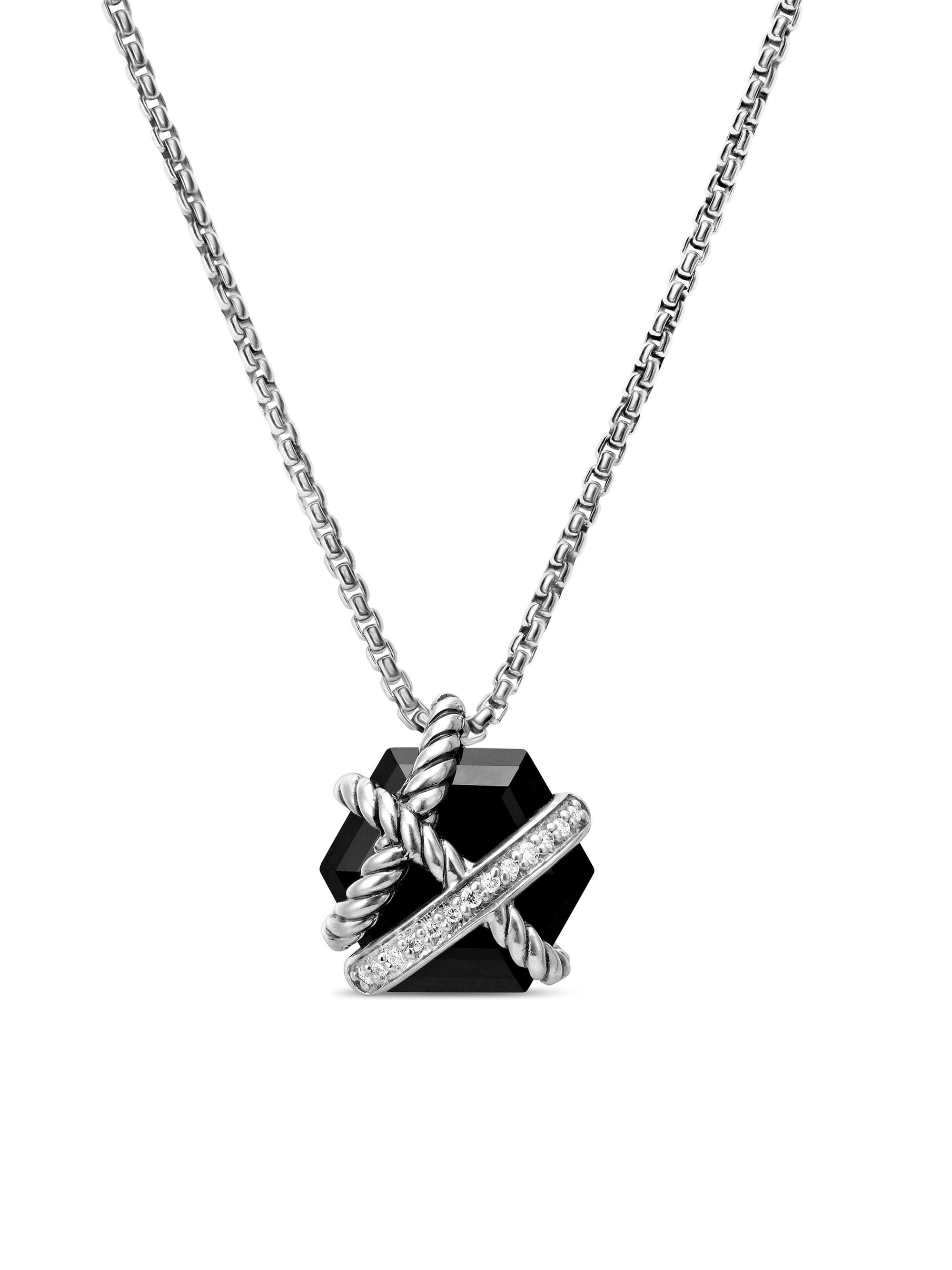 David Yurman Women's Cable Wrap Necklace in Sterling Silver - Black Onyx