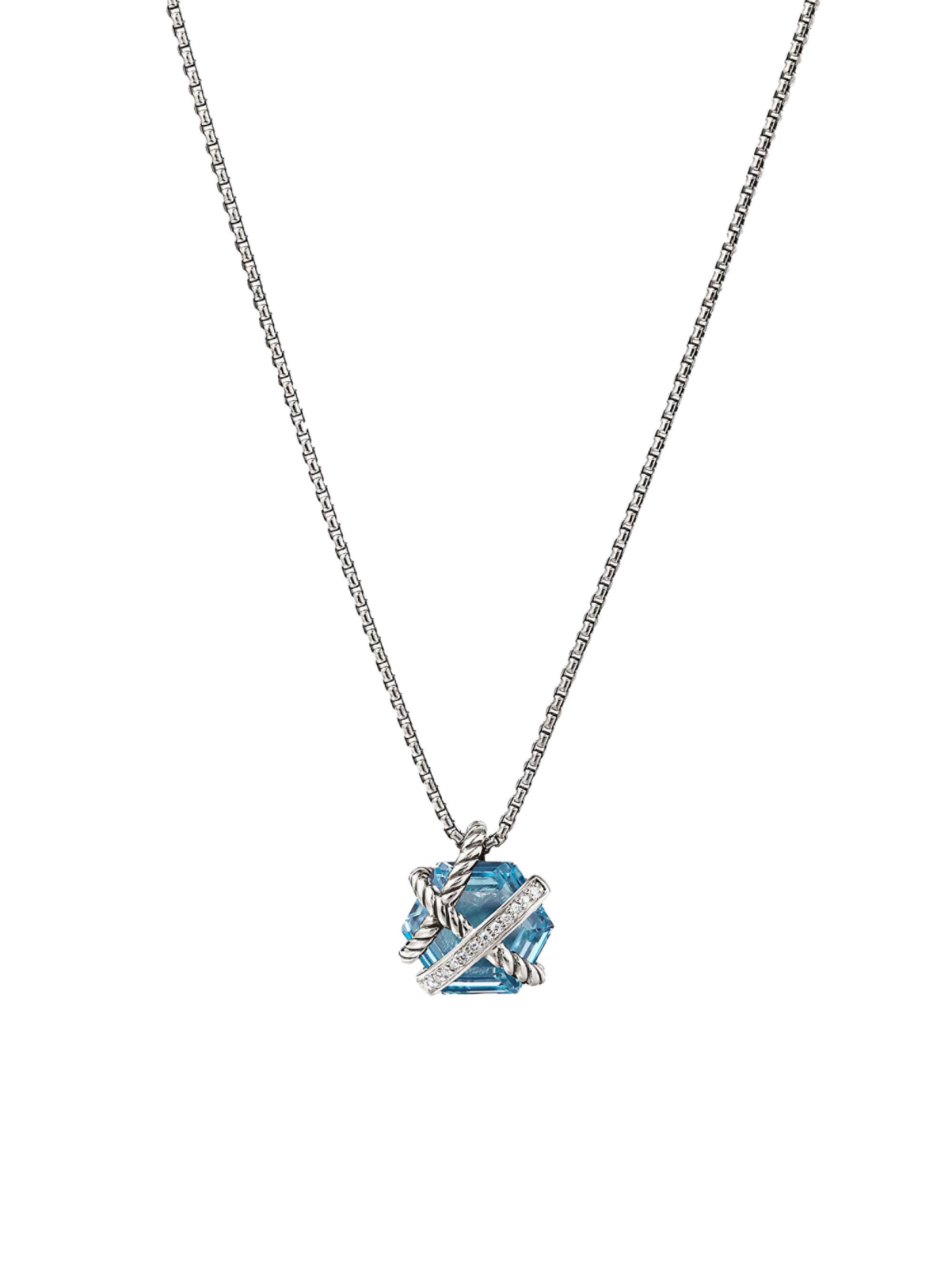 David Yurman Women's Cable Wrap Necklace in Sterling Silver - Blue Topaz