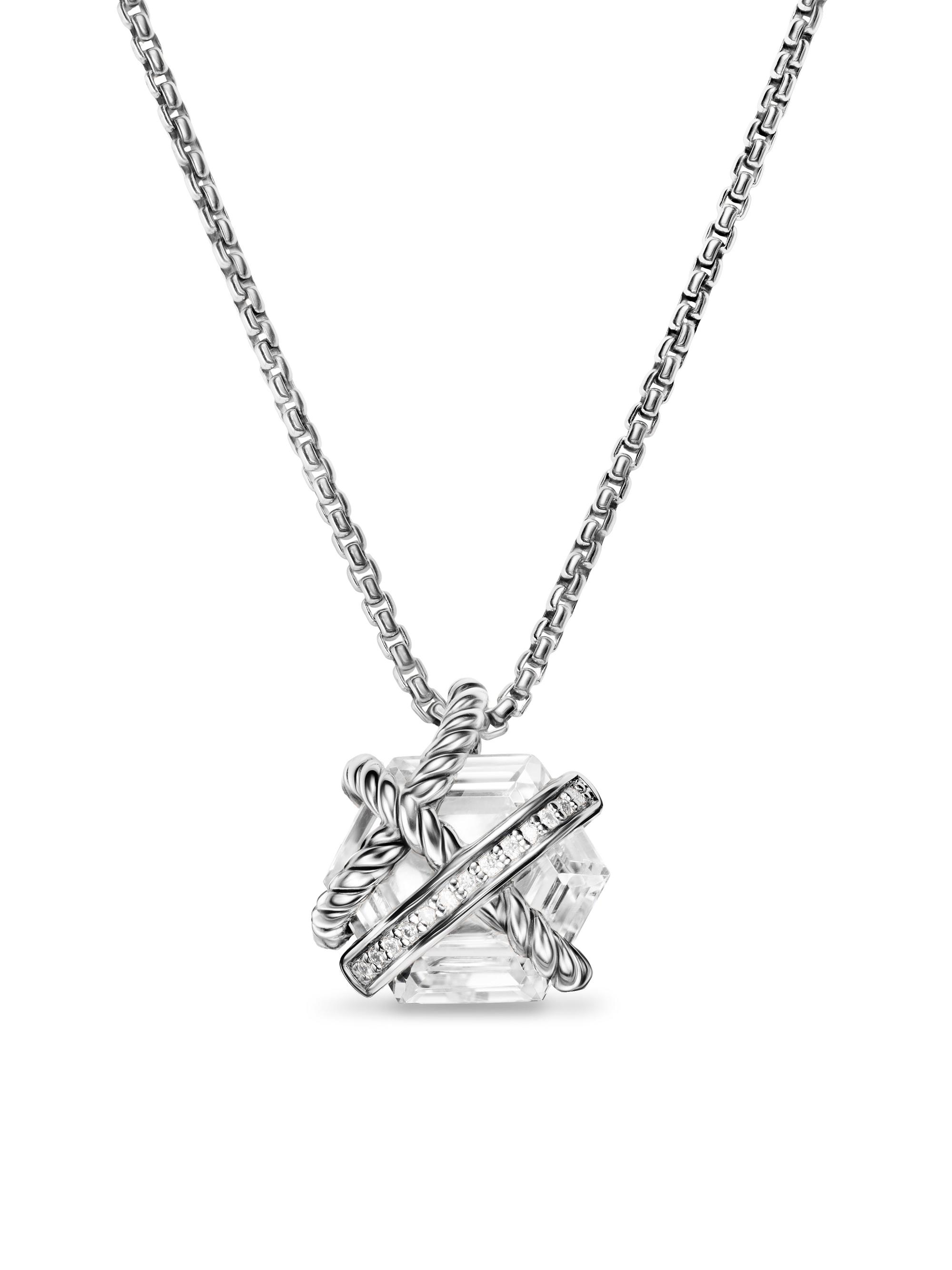 David Yurman Women's Cable Wrap Necklace in Sterling Silver - Crystal