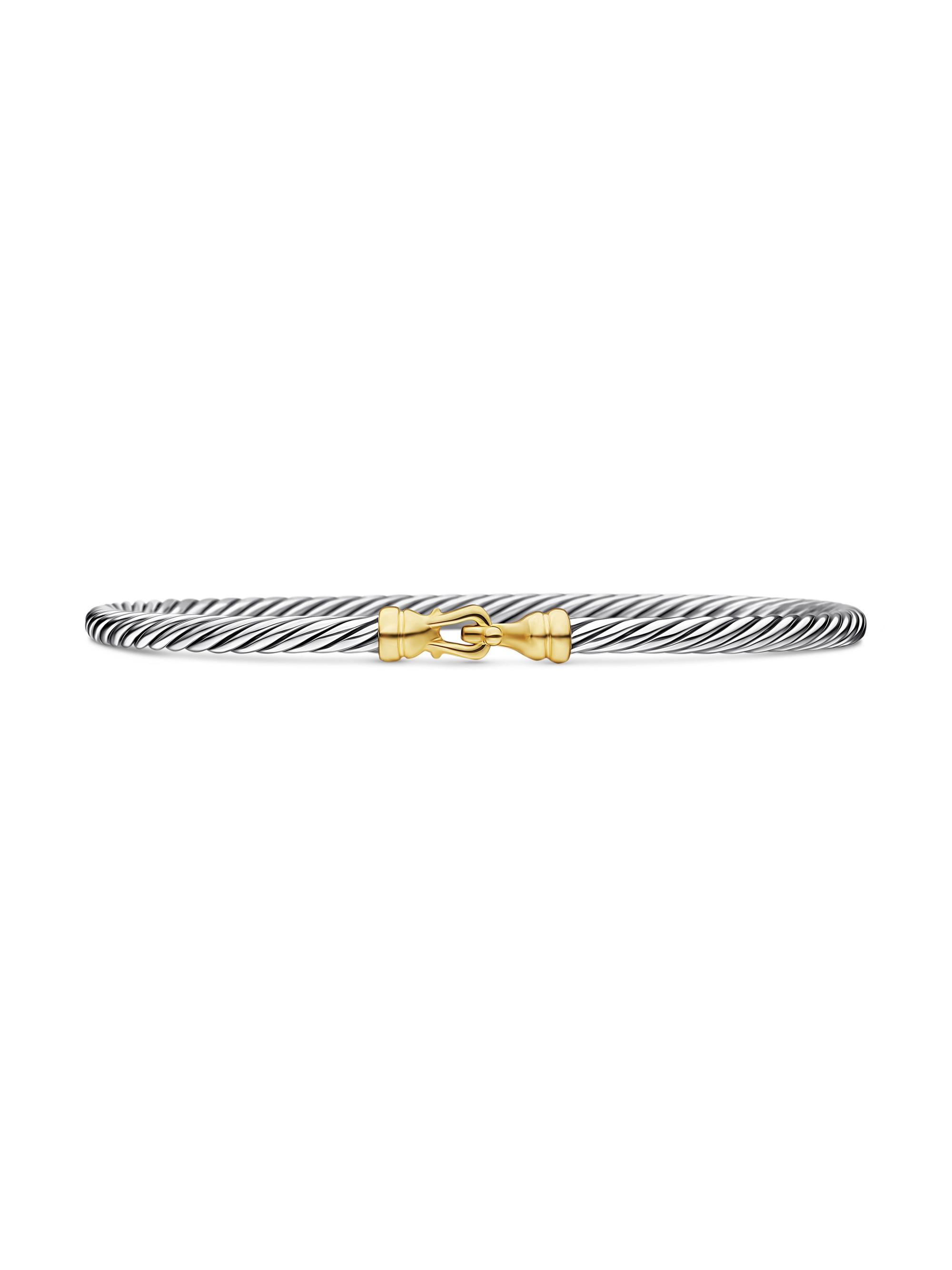 David Yurman Women's Buckle Classic Cable Bracelet in Sterling Silver - Gold Silver